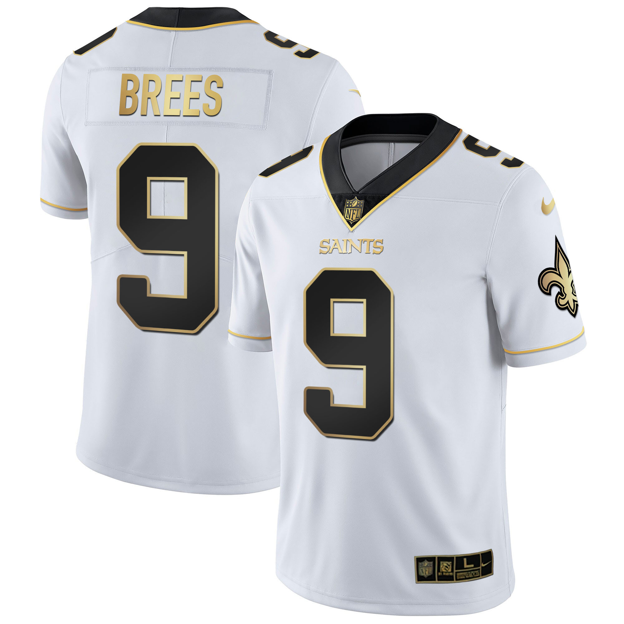 Men's New Orleans Saints Vapor Untouchable White Gold Limited Player Drew Brees Jersey - All Stitched