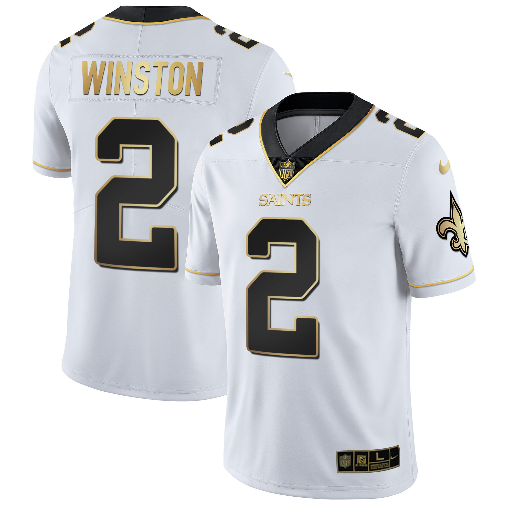 Men's New Orleans Saints Vapor Untouchable White Gold Limited Player Jameis Winston Jersey - All Stitched