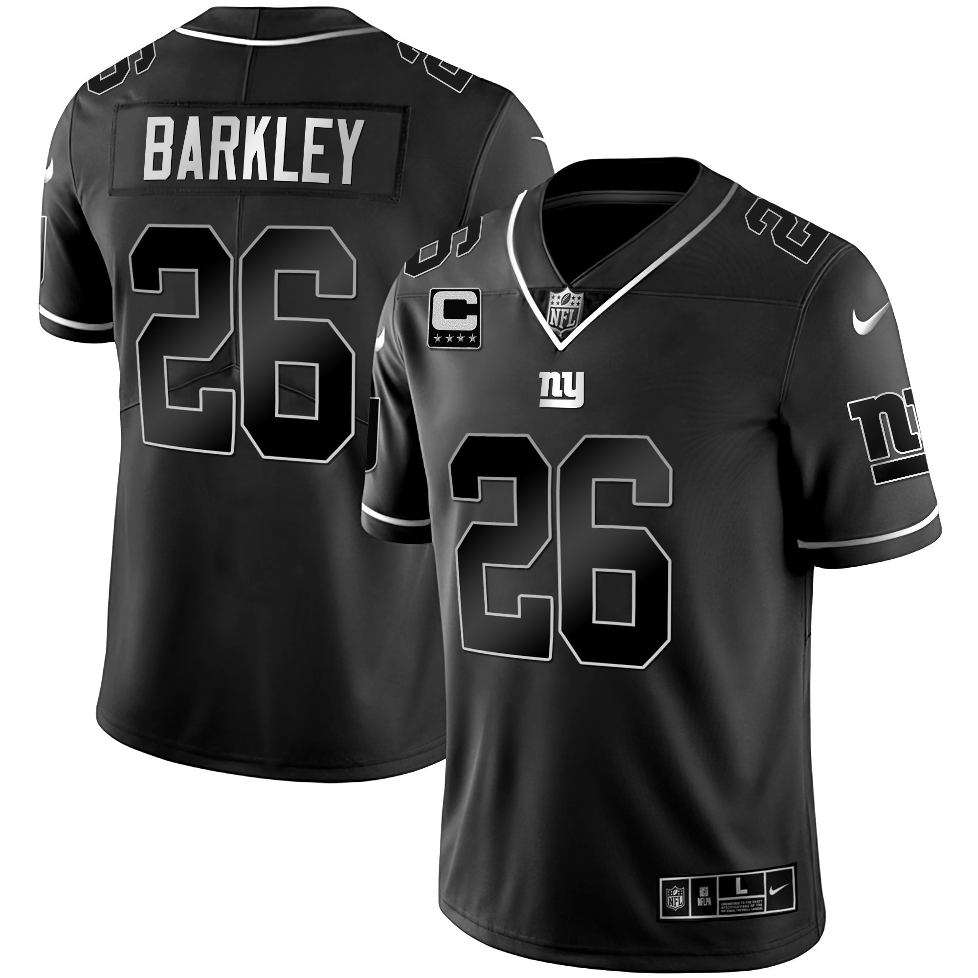 Men's New York Giants Black Silver Vapor Saquon Barkley Jersey - All Stitched