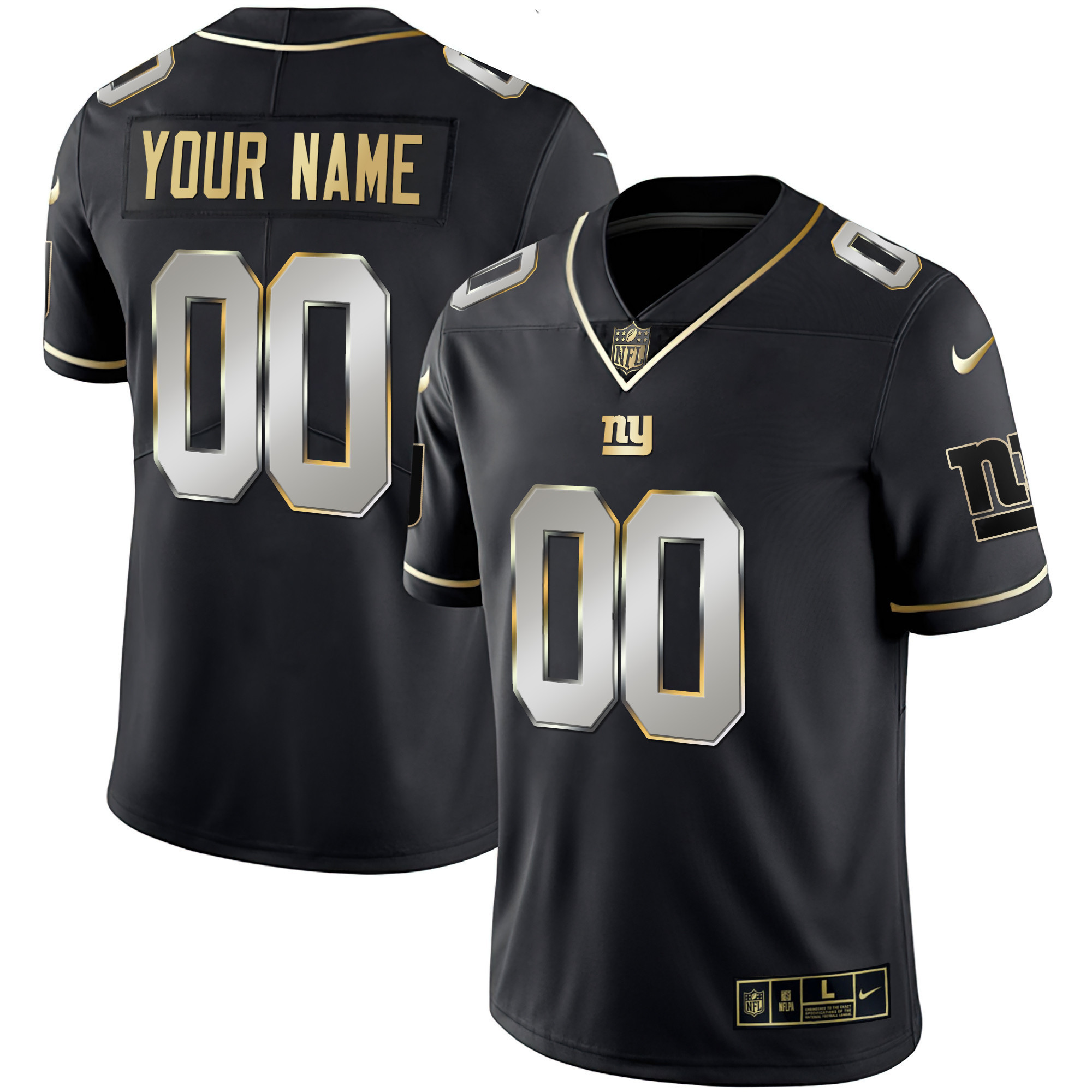 Men's New York Giants Custom Name and Number Vapor Black Limited Jersey - All Stitched