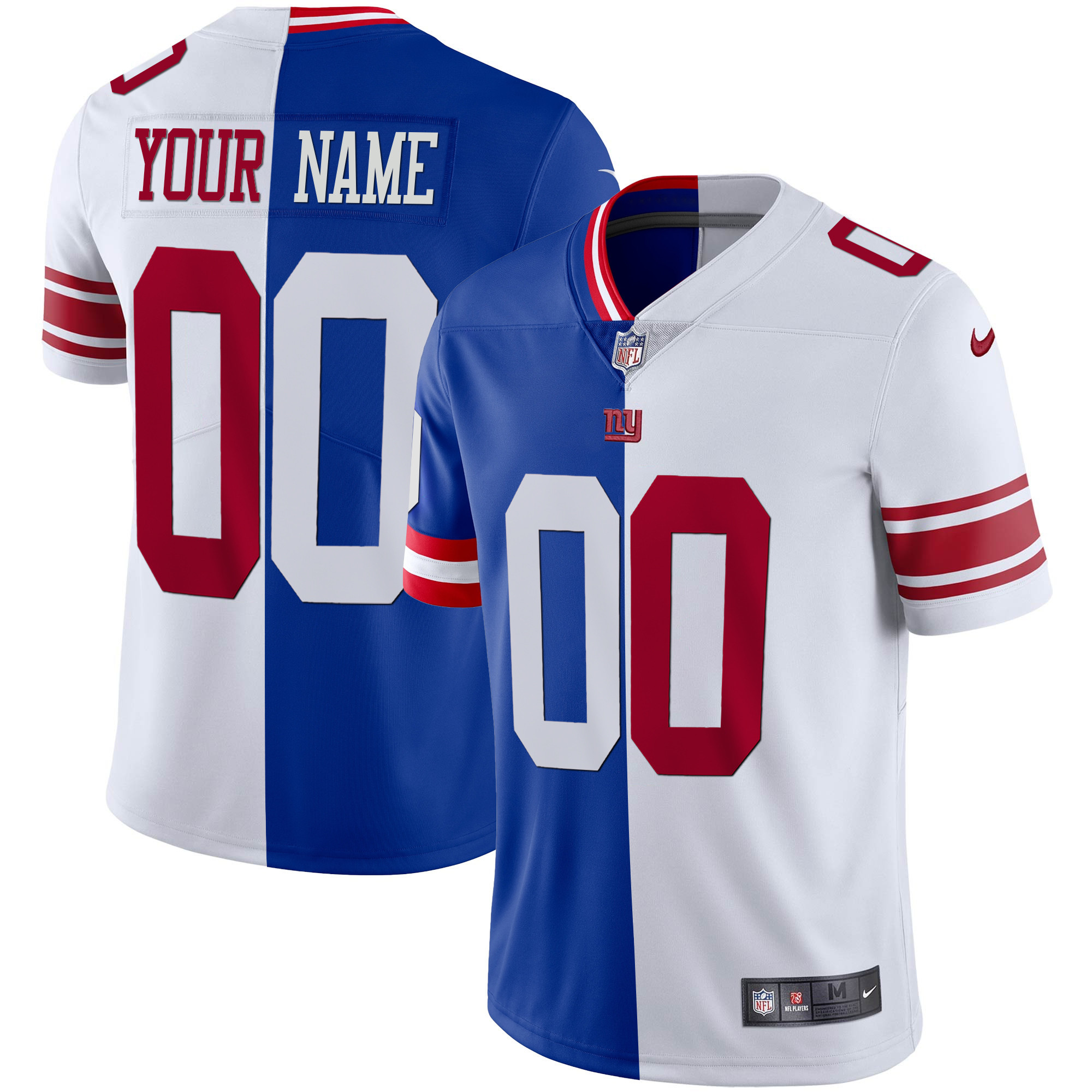 Men's New York Giants Custom Name and Number Vapor Royal White Jersey - All Stitched