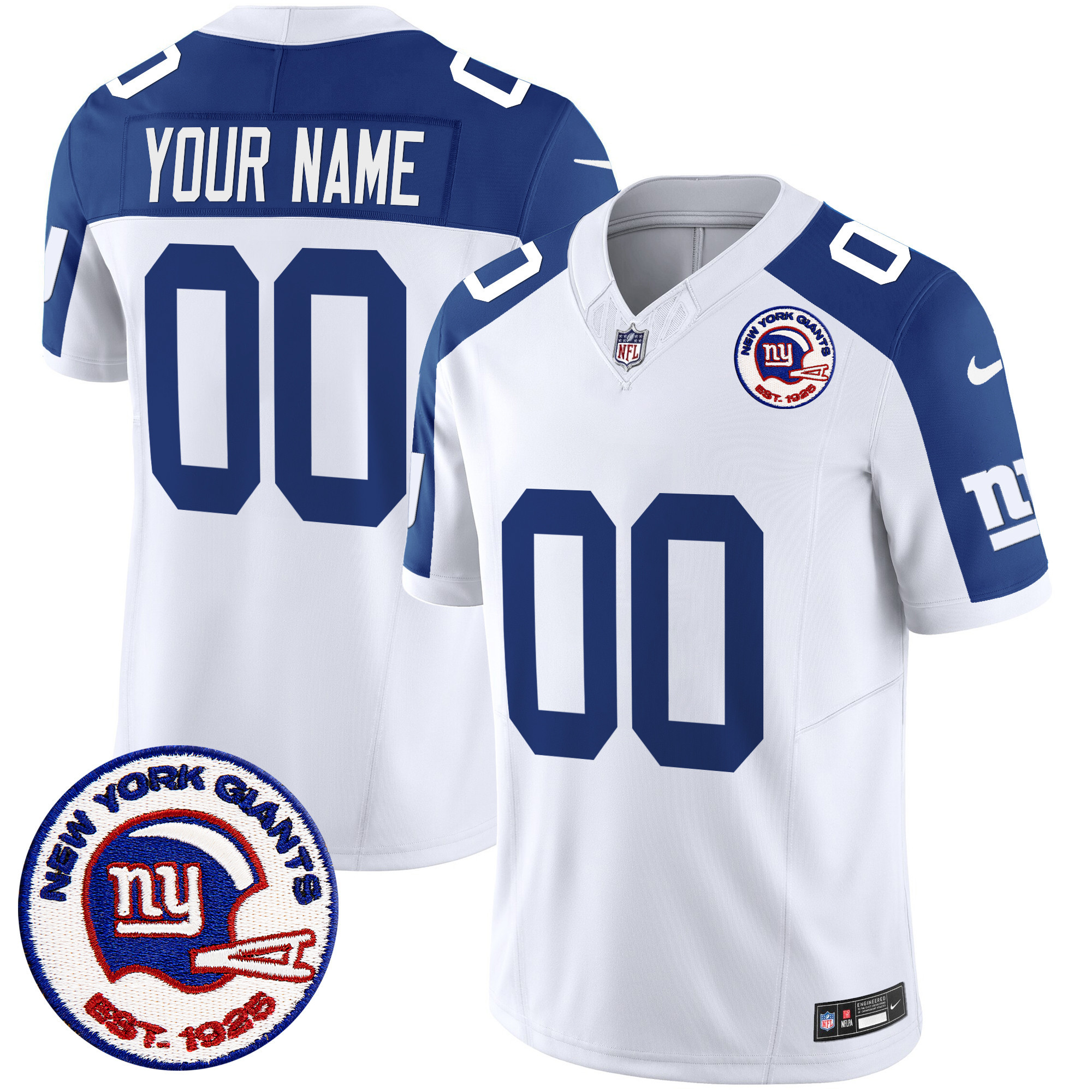 Men's New York Giants Est 1925 Patch Vapor Limited Custom Inverted Jersey - All Stitched