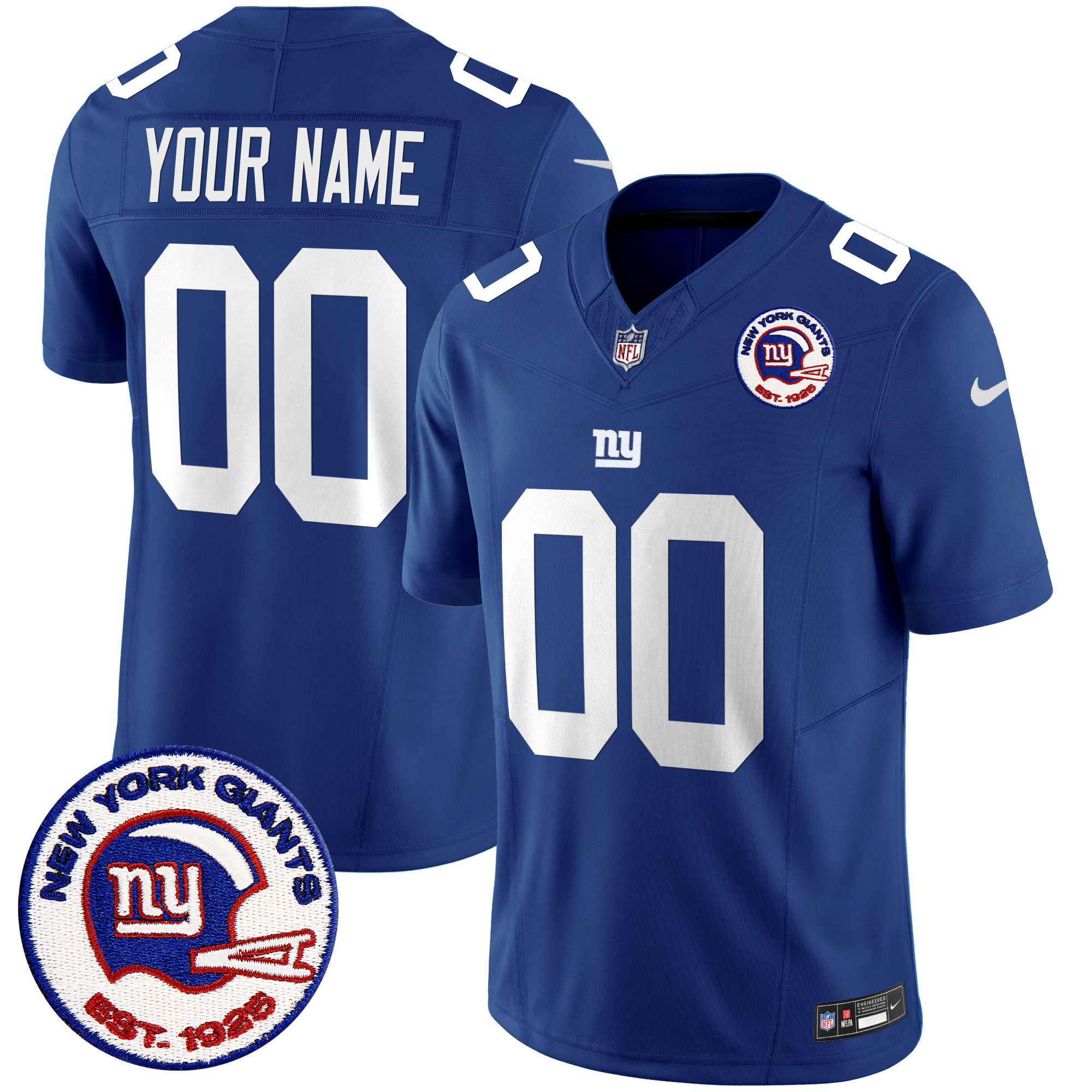 Men's New York Giants Est 1925 Patch Vapor Limited Custom Royal Jersey - All Stitched