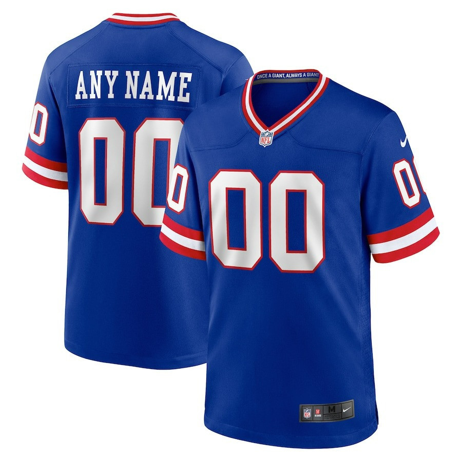 Men's New York Giants Royal Classic Game Custom Royal Jersey - All Stitched