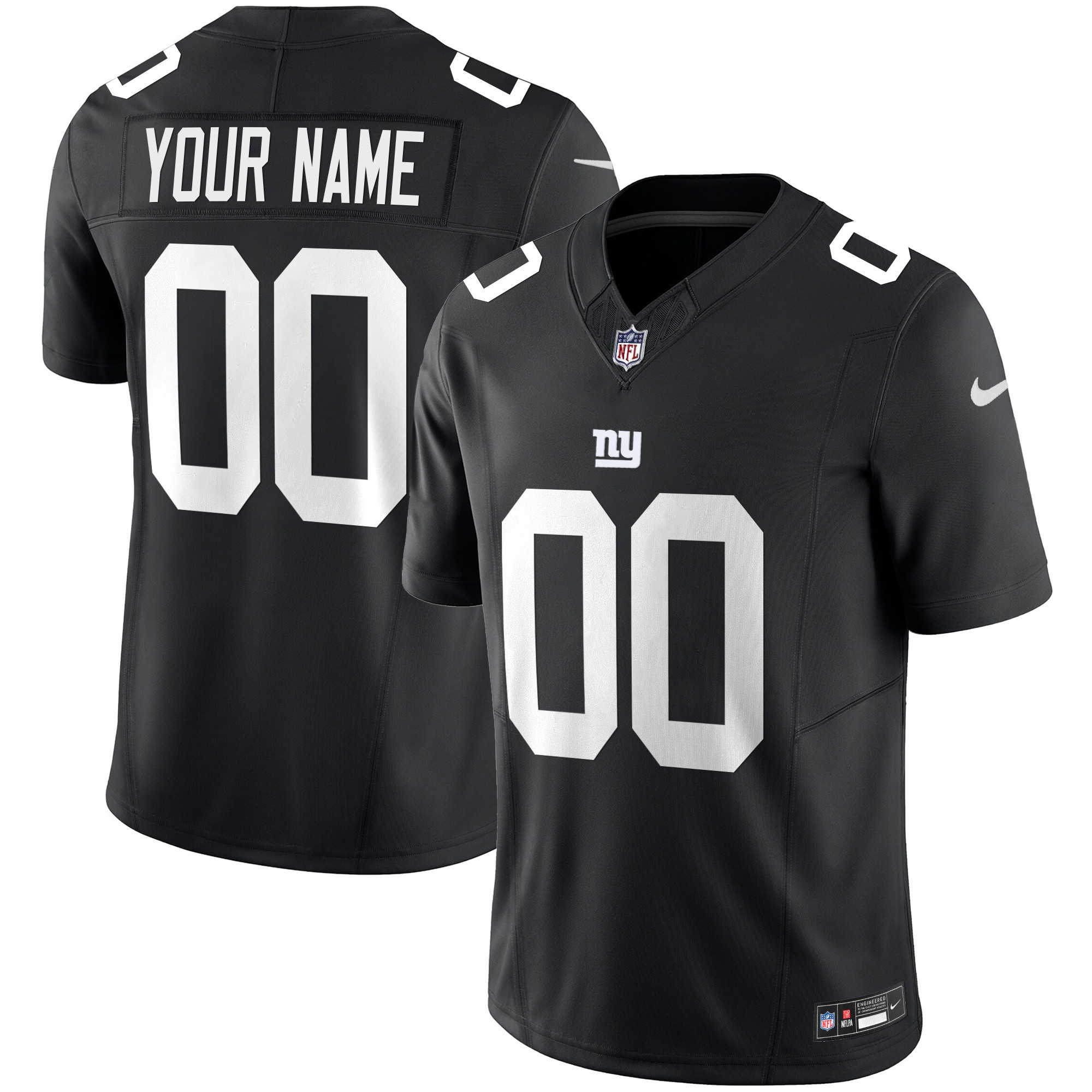 Men's New York Giants Vapor Limited Custom Black Jersey - All Stitched