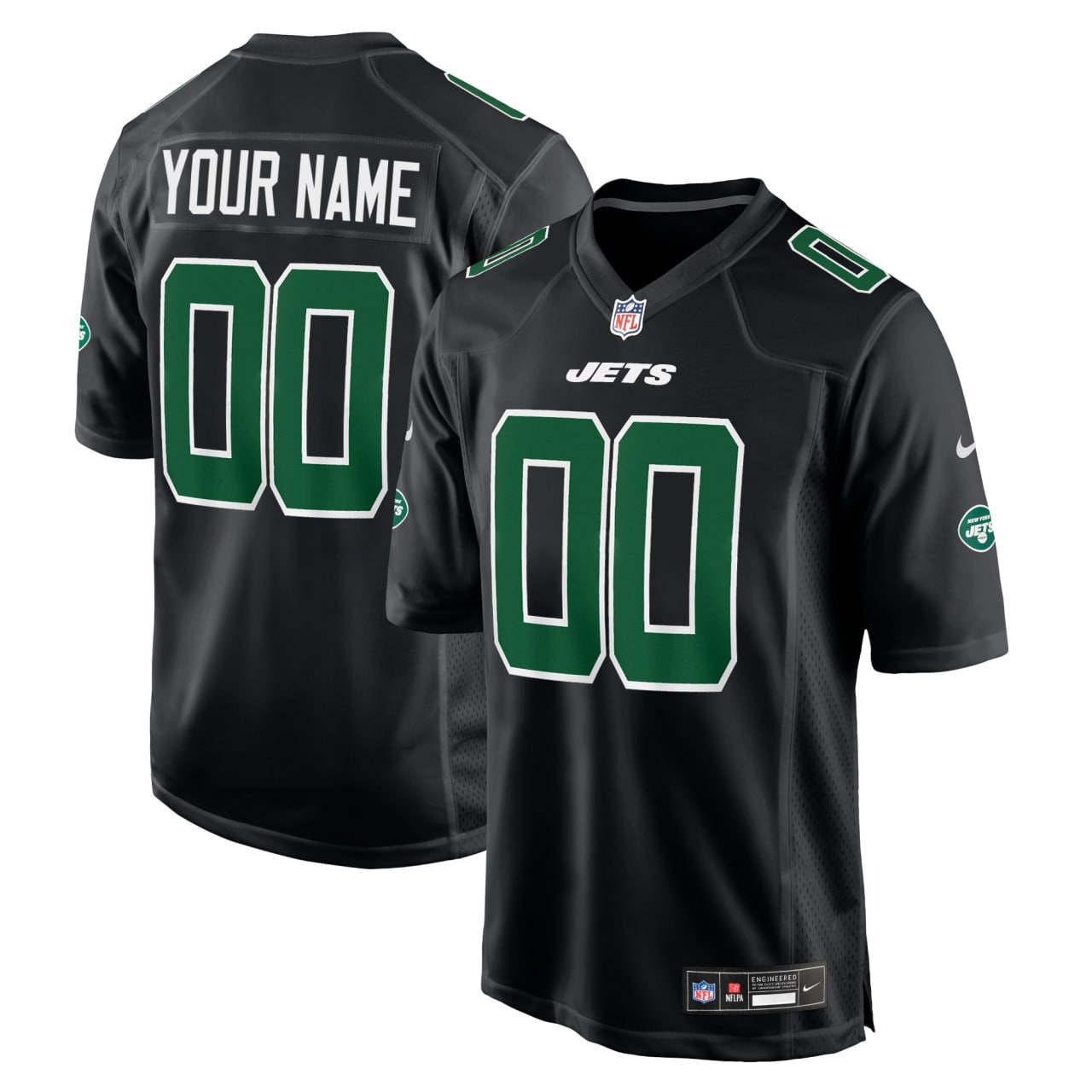 Men's New York Jets Custom Black Black Jersey - All Stitched