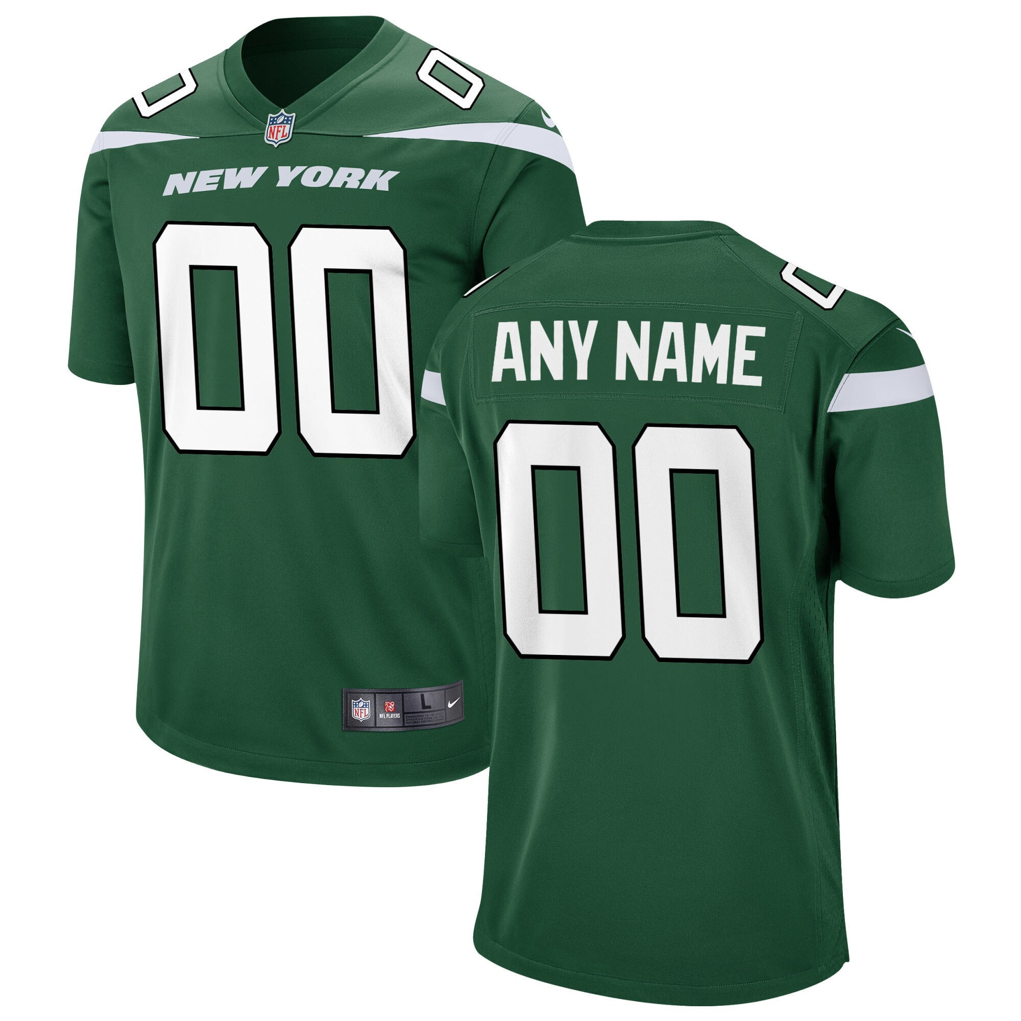 Men's New York Jets Custom Green Green Jersey - All Stitched