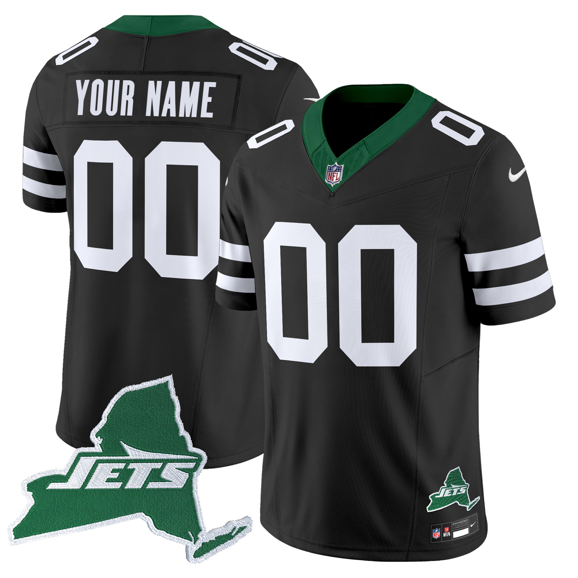 Men's New York Jets Home Patch Vapor Legacy Limited Custom Black Jersey - All Stitched