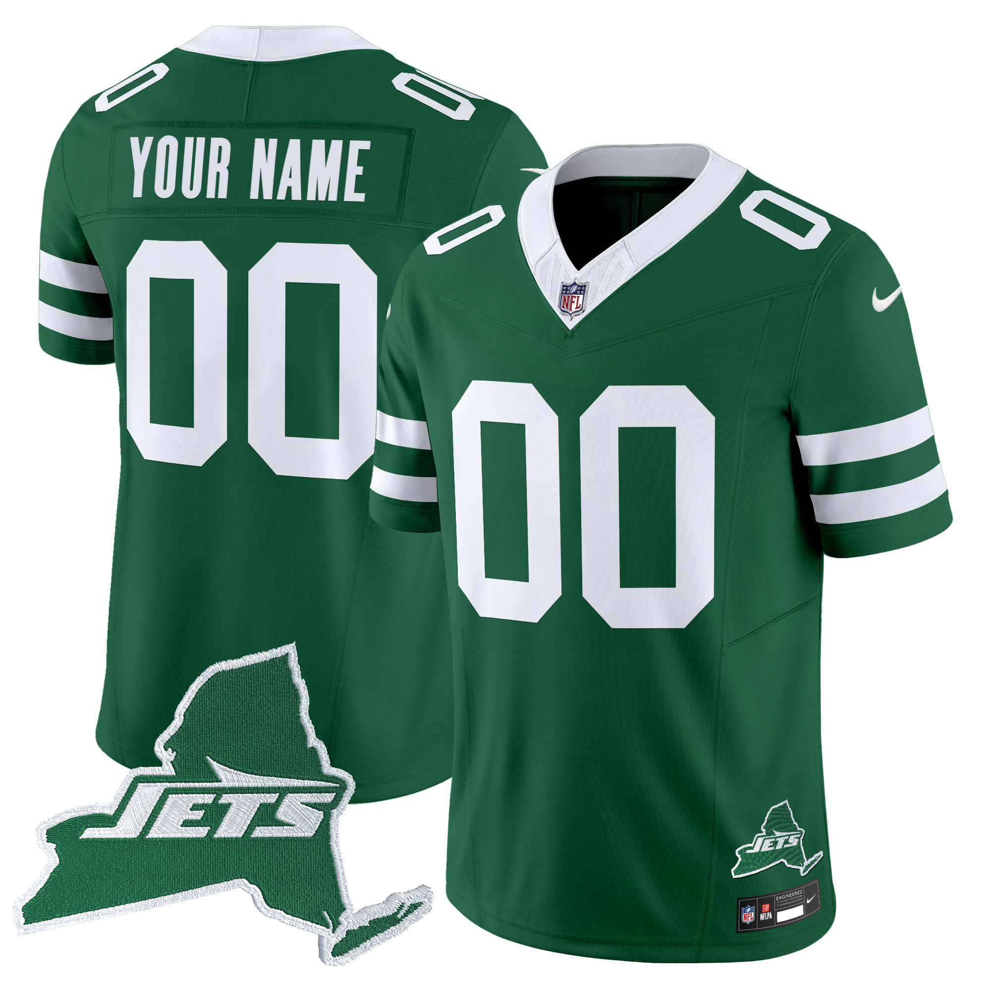 Men's New York Jets Home Patch Vapor Legacy Limited Custom Green Jersey - All Stitched