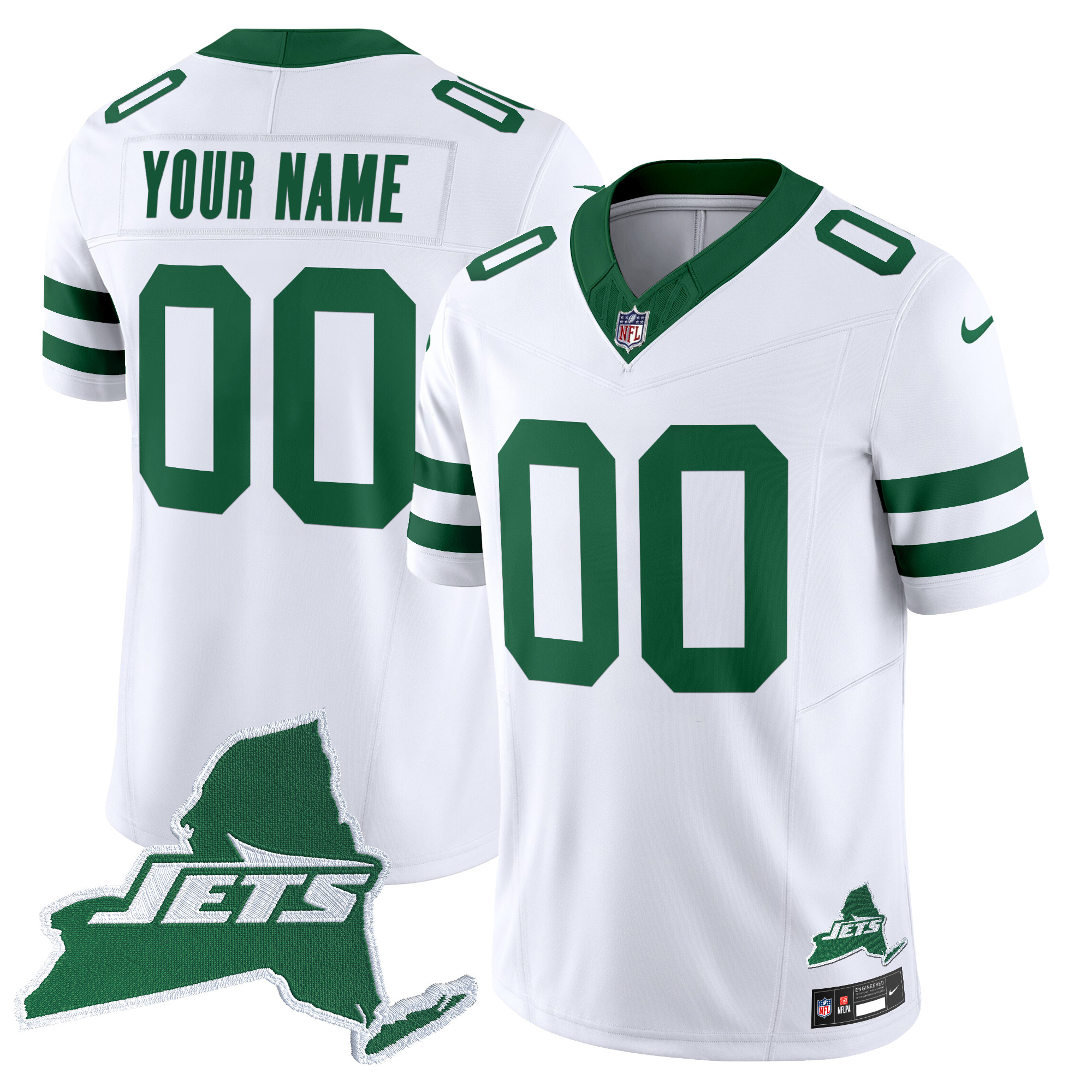 Men's New York Jets Home Patch Vapor Legacy Limited Custom White Jersey - All Stitched