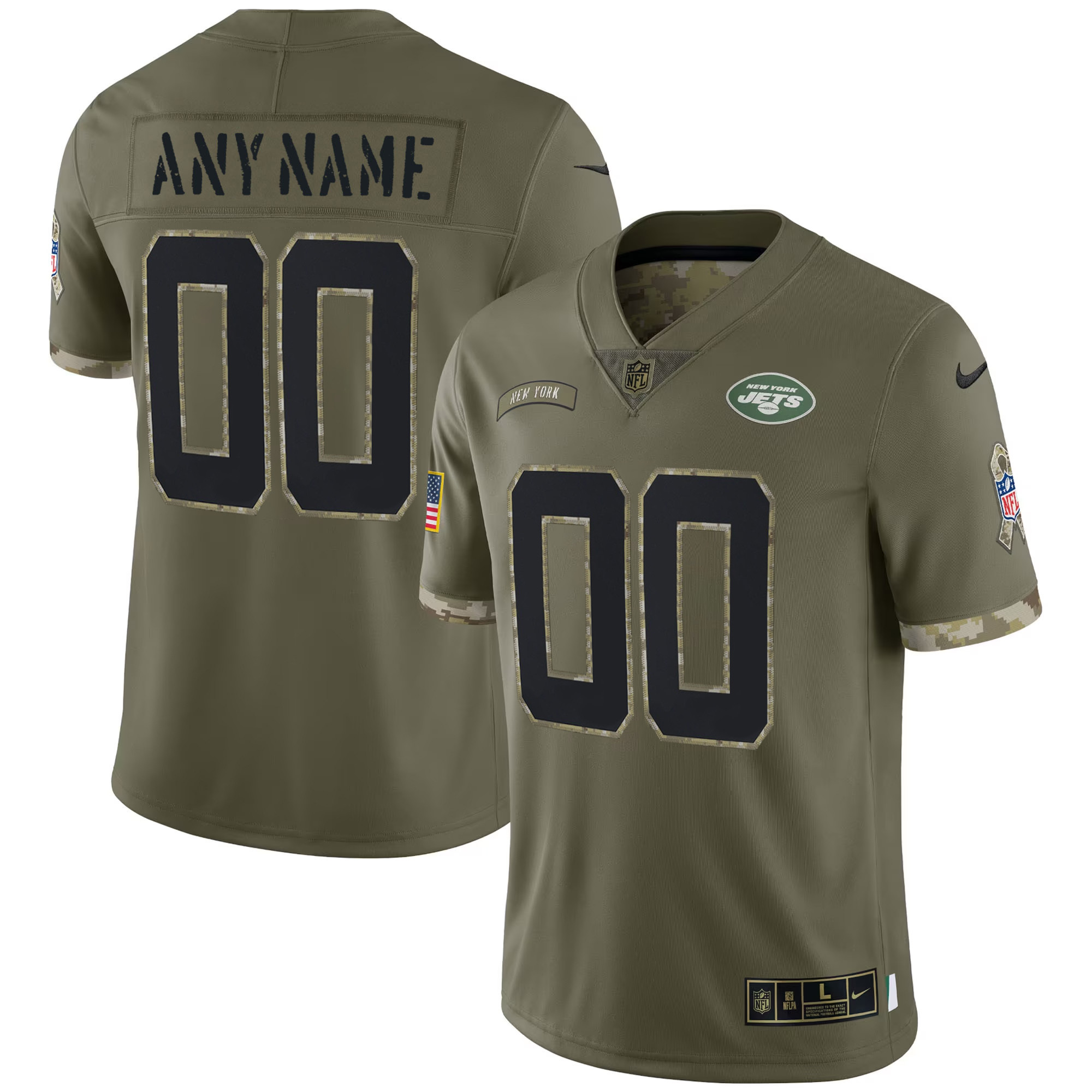 Men's New York Jets Salute To Service Vapor Custom Salute To Service Jersey - All Stitched