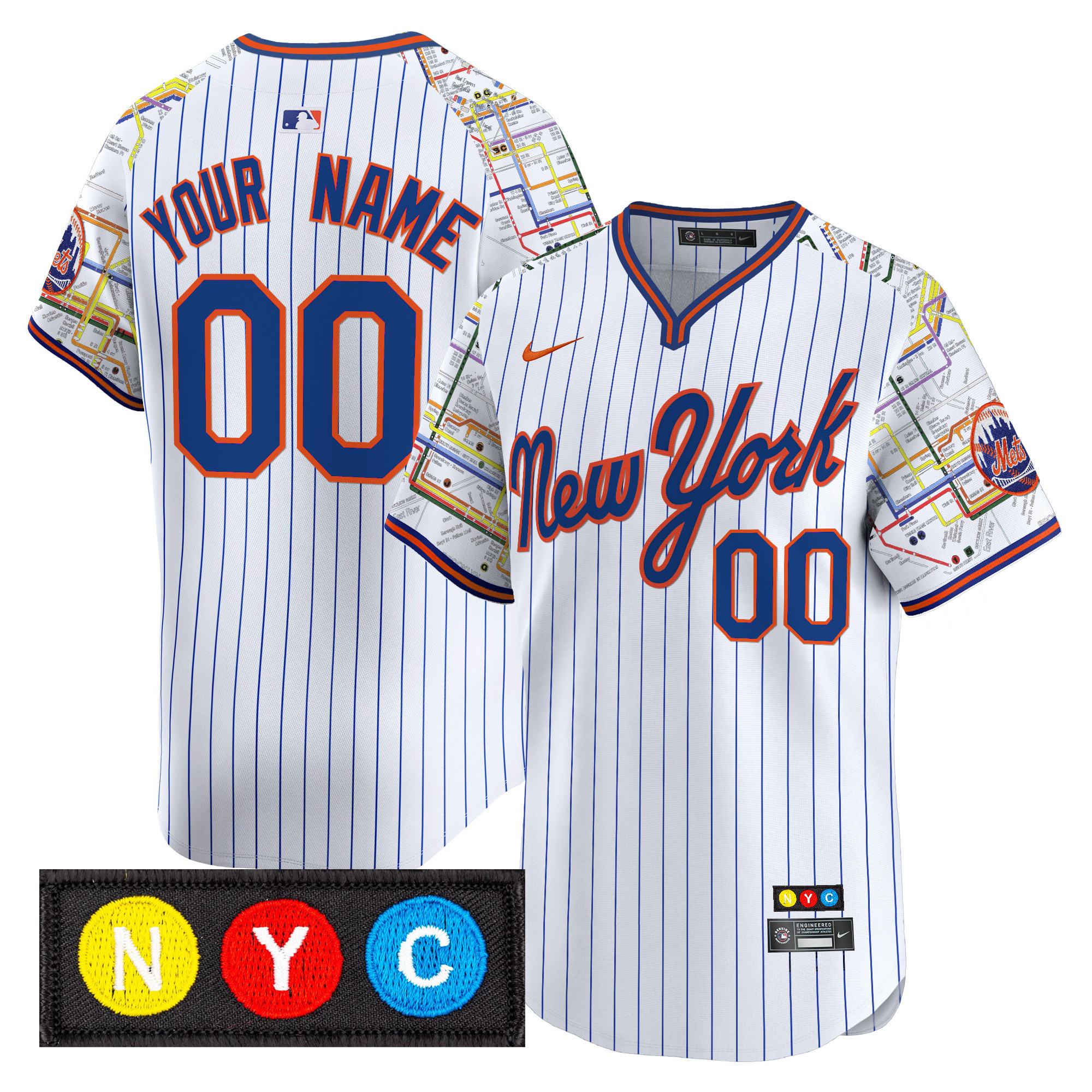 Men's New York Mets Subway Style Vapor Premier Limited Custom Pinstripe Jersey - Stitched