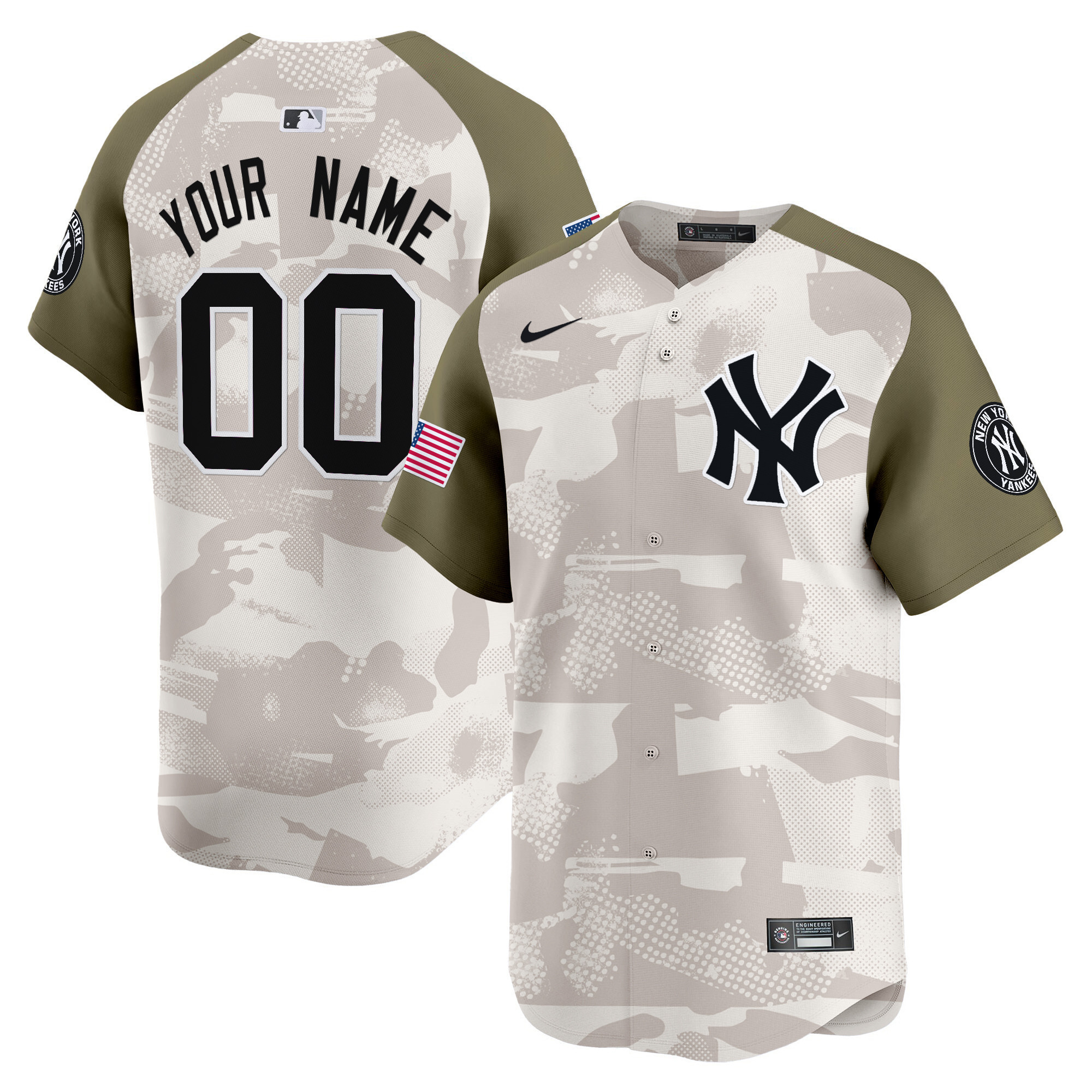 Men's New York Yankees 2025 Armed Forces Day Vapor Premier Limited Custom Alternate Jersey - Stitched