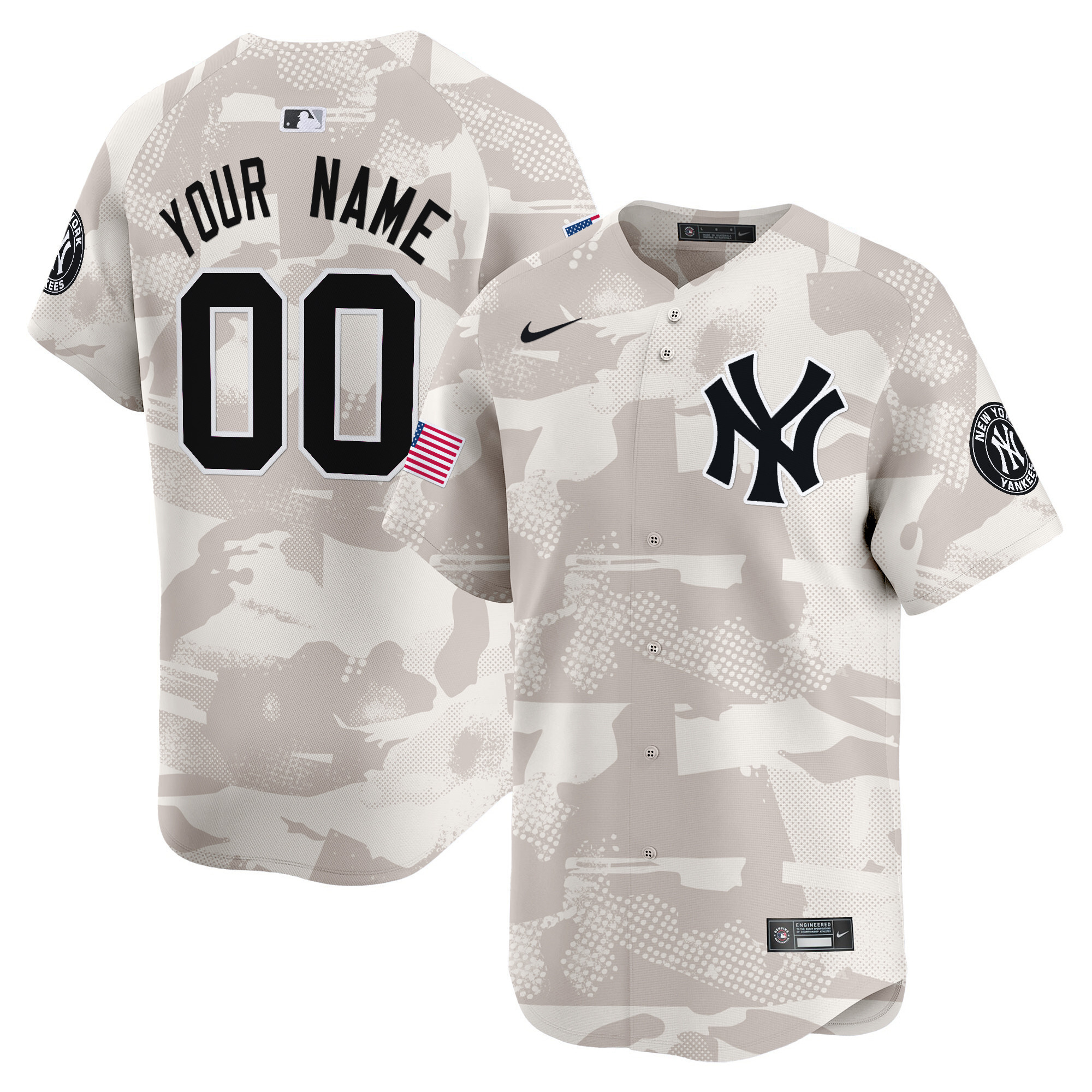 Men's New York Yankees 2025 Armed Forces Day Vapor Premier Limited Custom Camo Jersey - Stitched