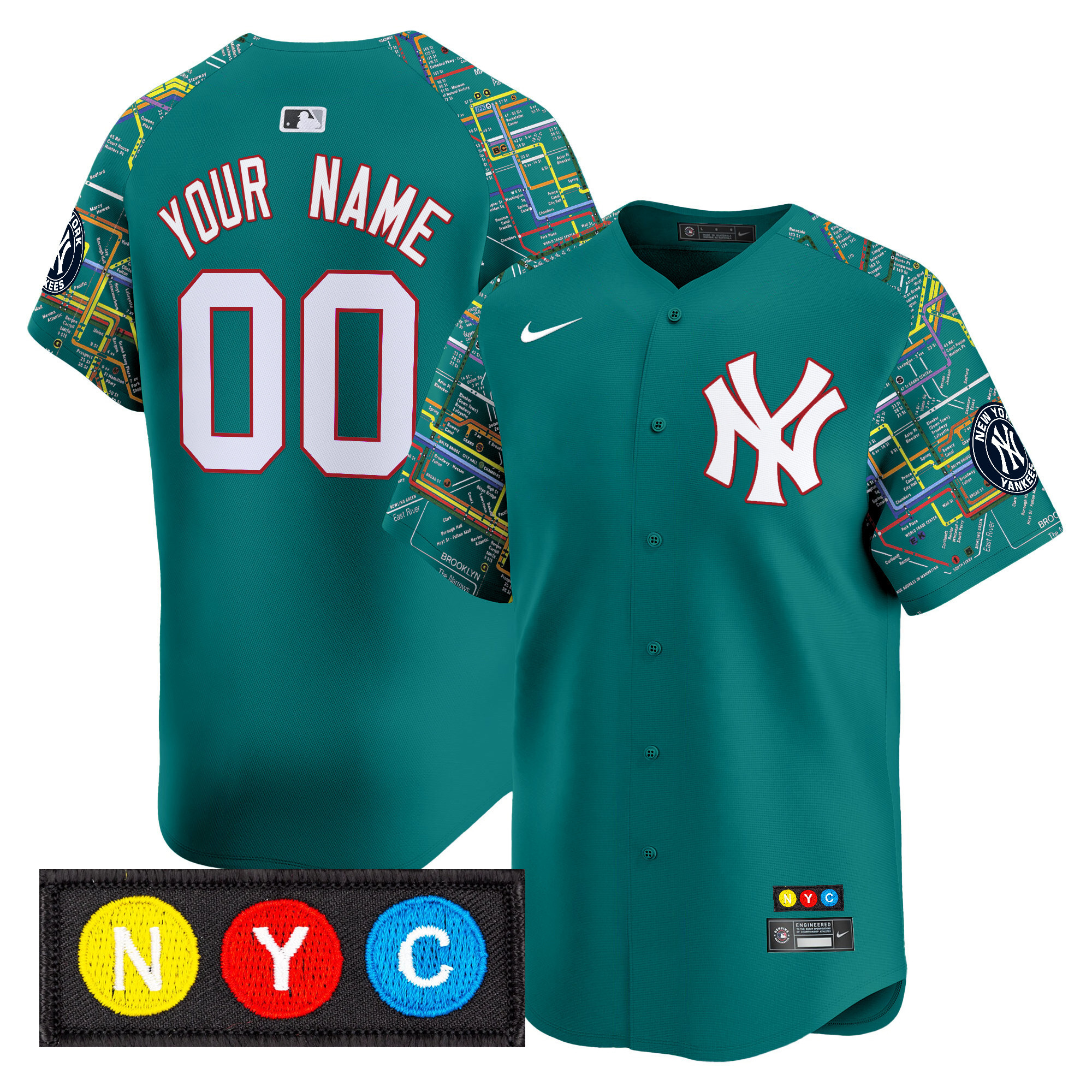 Men's New York Yankees Subway Style Vapor Premier Limited Custom Lexington Line Jersey - Stitched