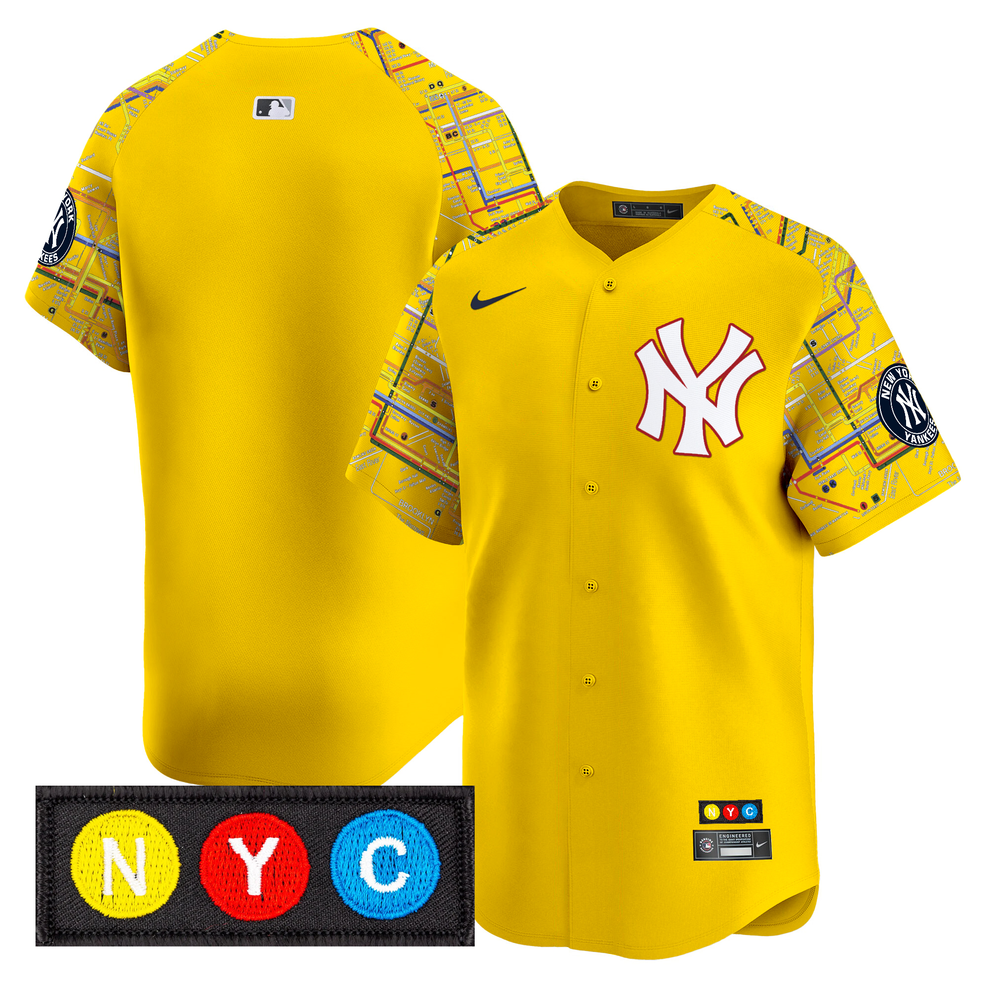 Men's New York Yankees Subway Style Vapor Premier Limited Yellow Jersey - Stitched