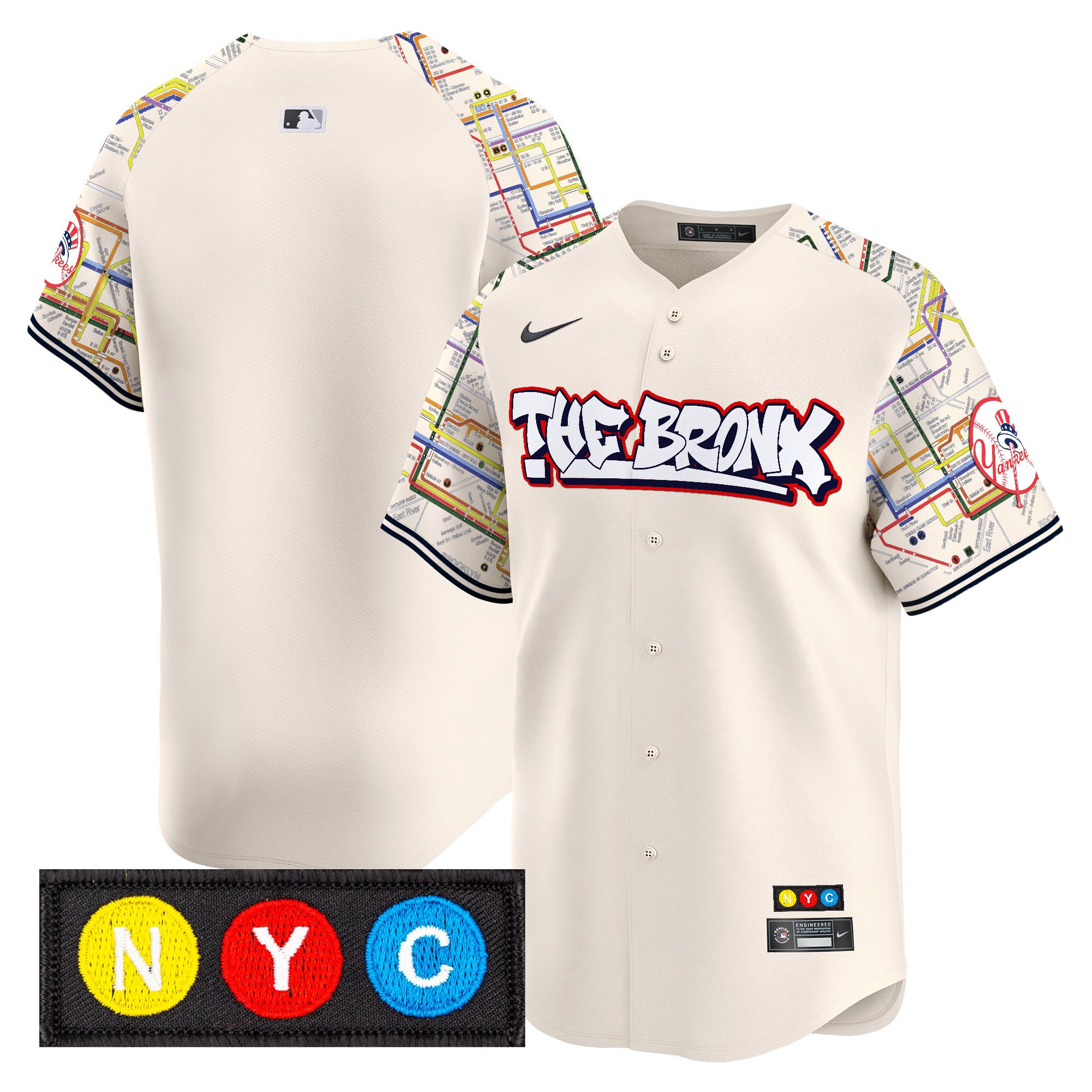 Men's New York Yankees The Bronx Subway Style Vapor Premier Limited Cream Jersey - Stitched