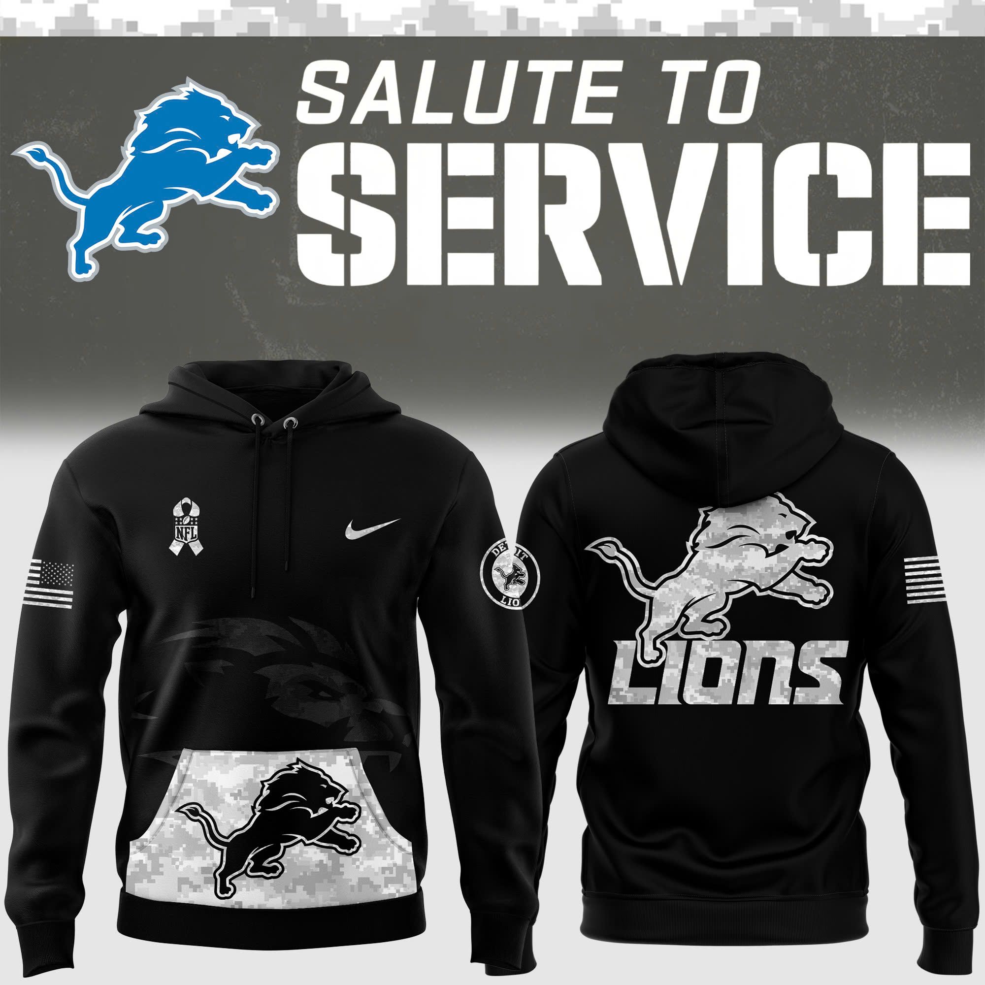 Men's Nike Arctic Camo Detroit Lions Salute Service Hoodie