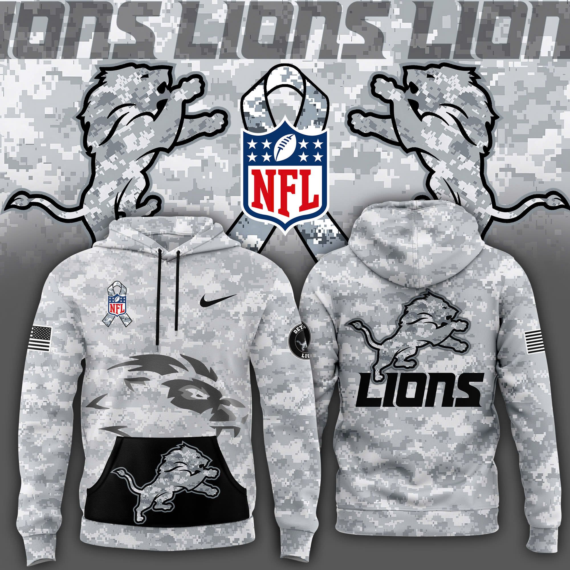 Men's Nike Arctic Camo Detroit Lions Salute Service Hoodie