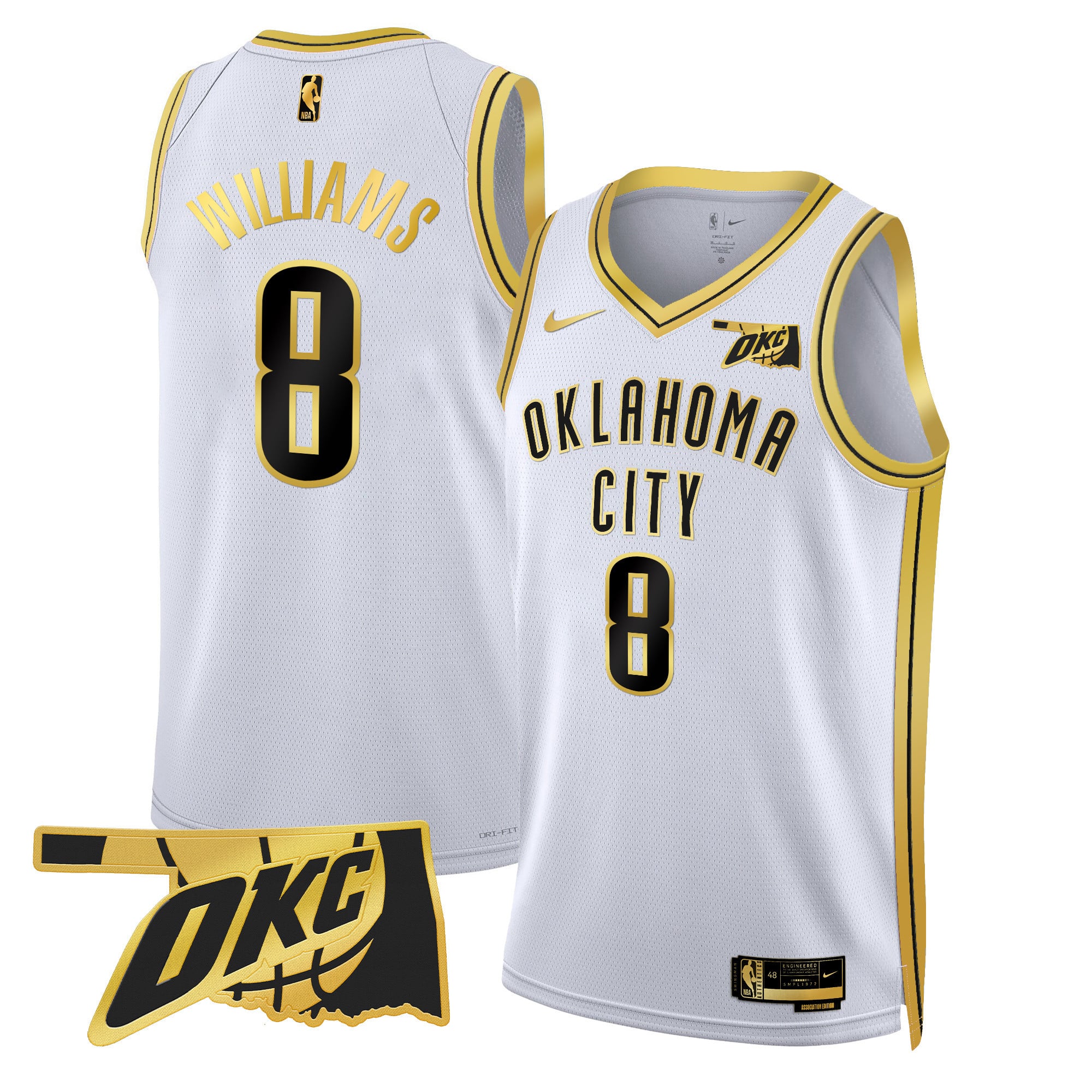 Men's Oklahoma City Thunder Swingman Jersey - Oklahoma Patch - All Stitched - Image 2