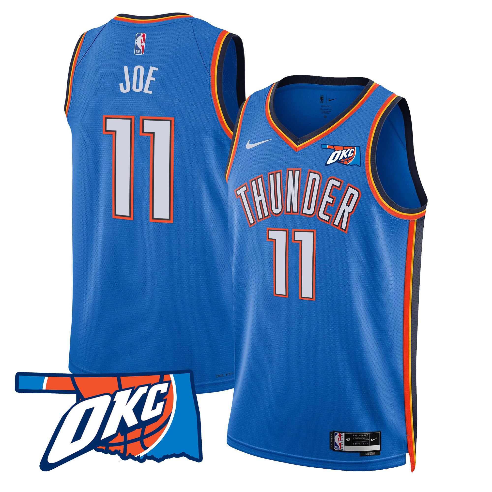 Men's Oklahoma City Thunder Swingman Jersey - Oklahoma Patch - All Stitched - Image 18