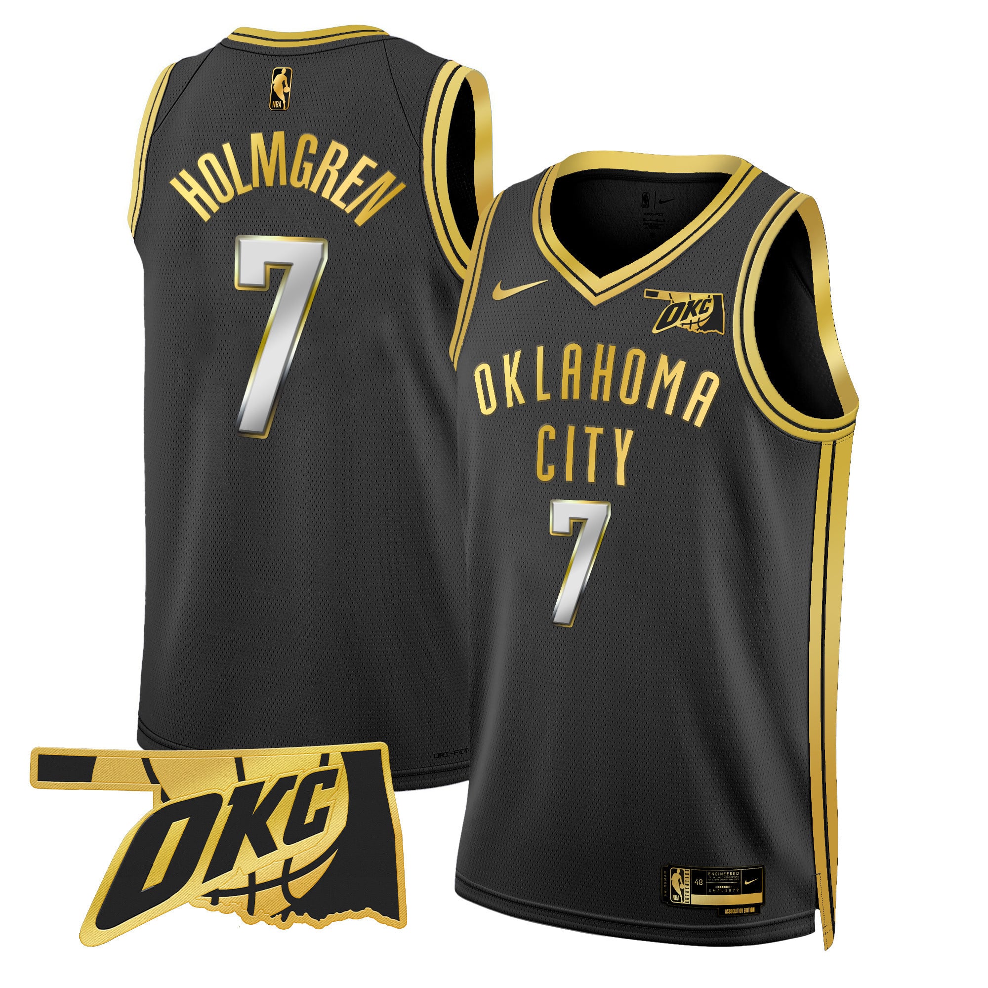 Men's Oklahoma City Thunder Swingman Jersey - Oklahoma Patch - All Stitched - Image 9