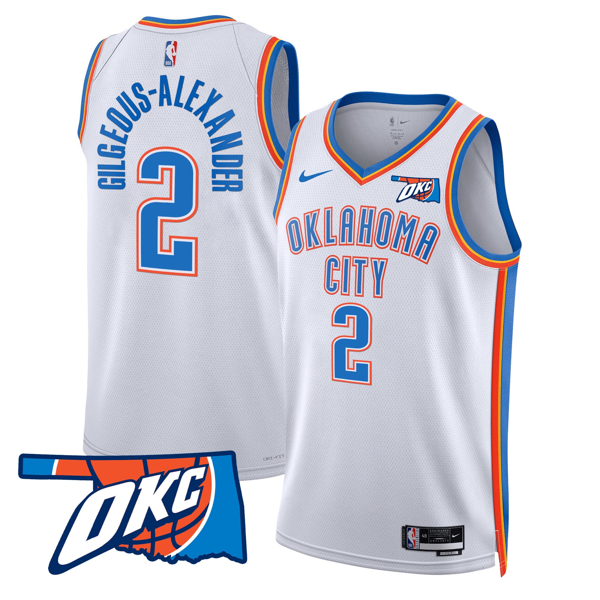 Men's Oklahoma City Thunder Swingman Jersey - Oklahoma Patch - All Stitched - Image 19