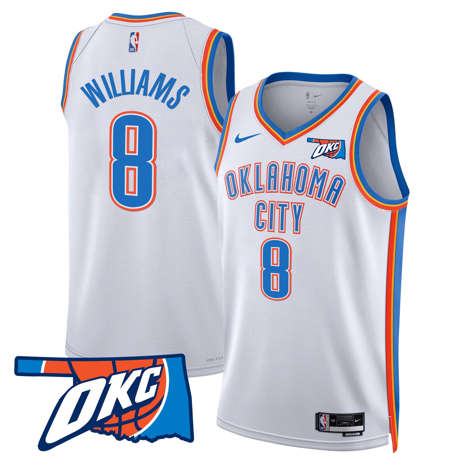 Men's Oklahoma City Thunder Swingman Jersey - Oklahoma Patch - All Stitched - Image 20