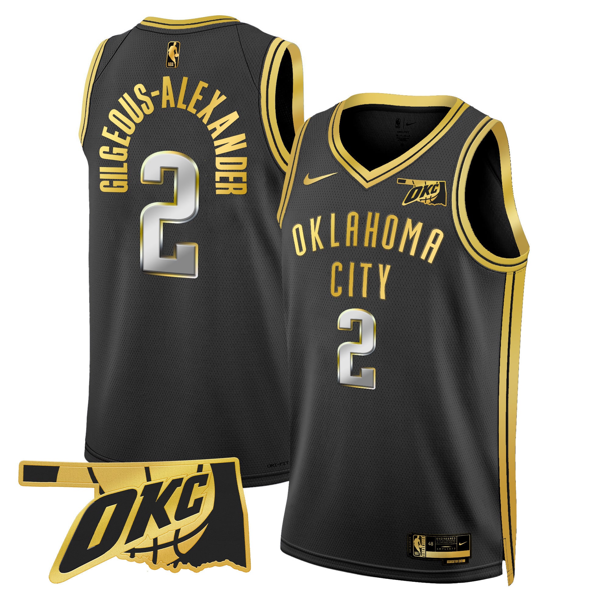 Men's Oklahoma City Thunder Swingman Jersey - Oklahoma Patch - All Stitched - Image 7