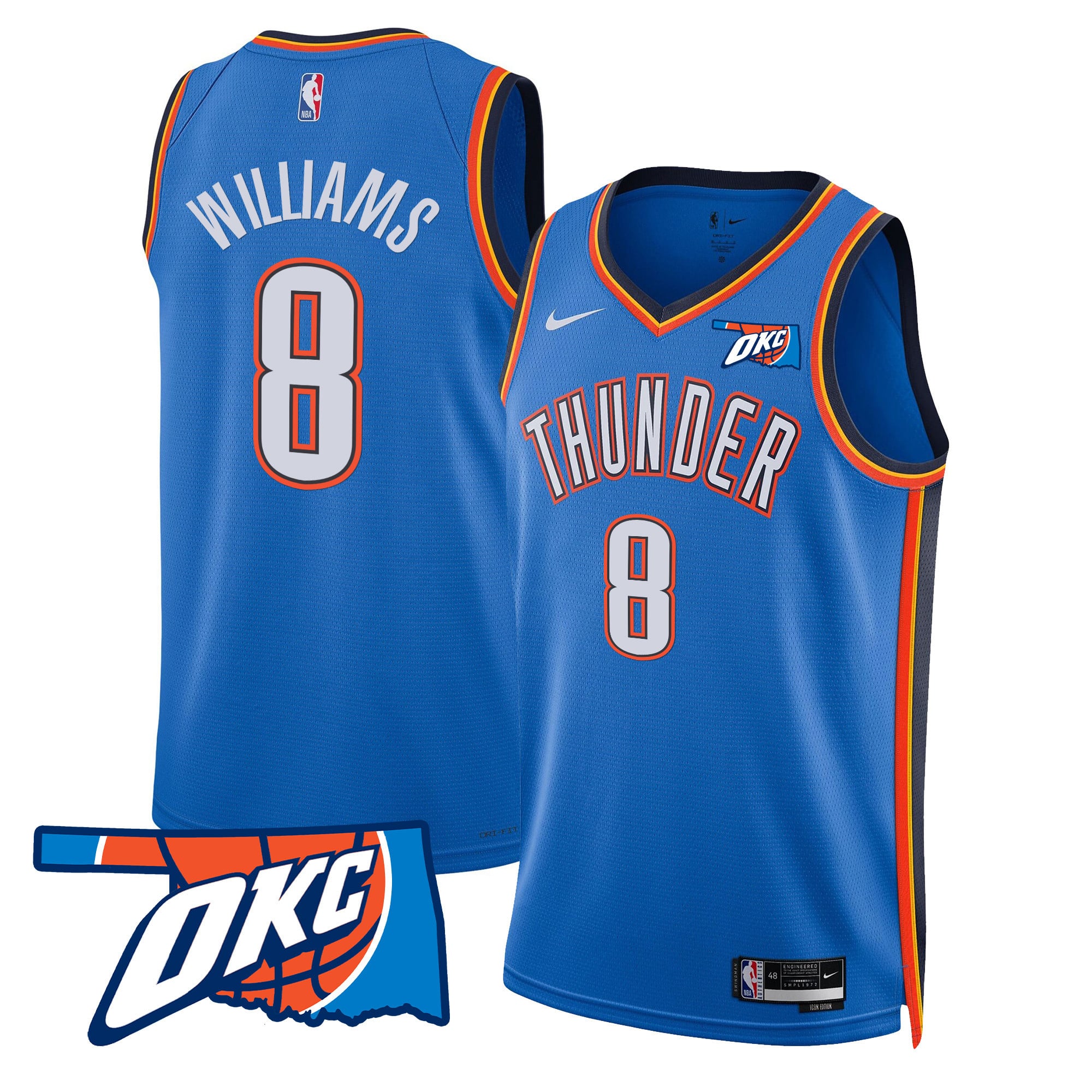 Men's Oklahoma City Thunder Swingman Jersey - Oklahoma Patch - All Stitched - Image 14