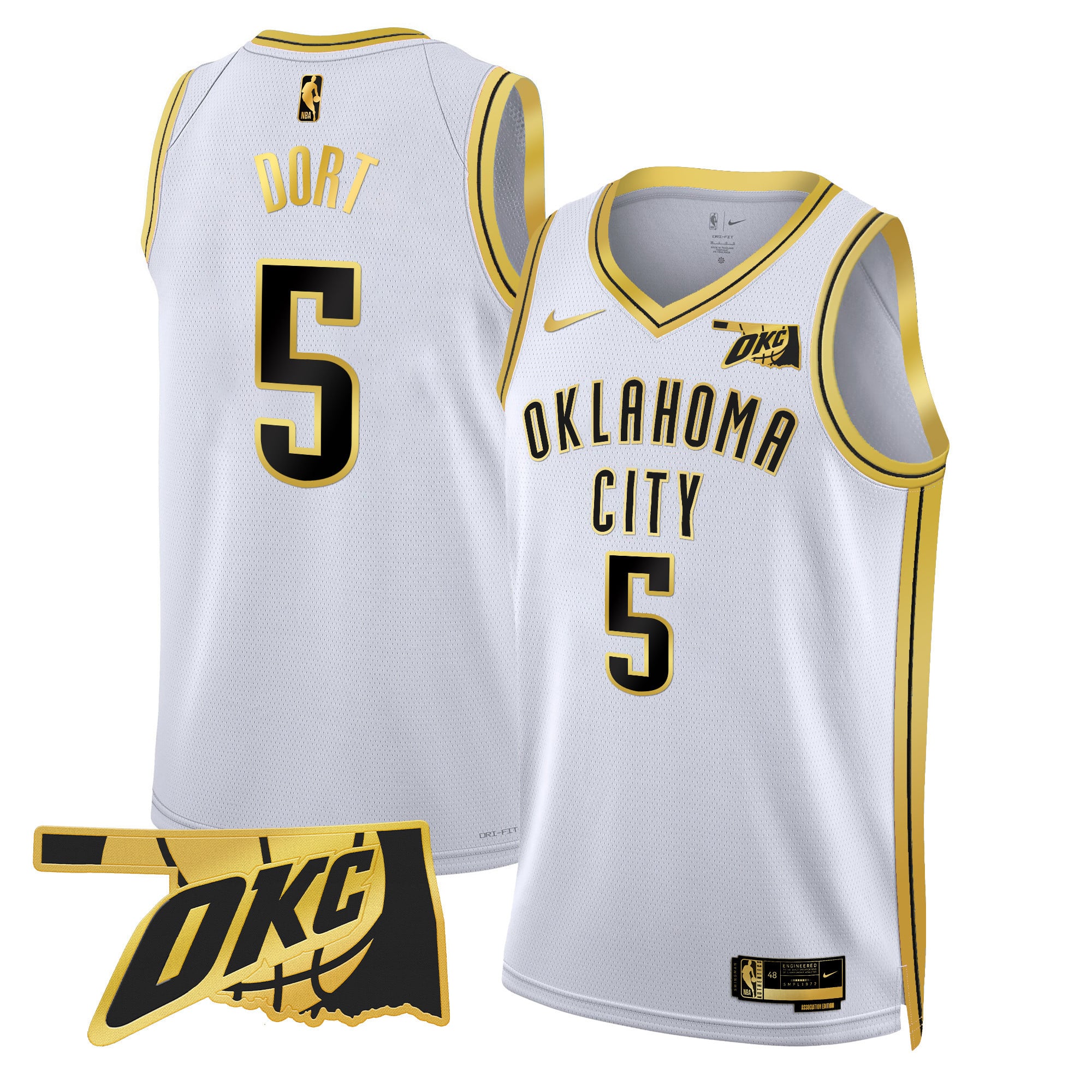 Men's Oklahoma City Thunder Swingman Jersey - Oklahoma Patch - All Stitched - Image 5