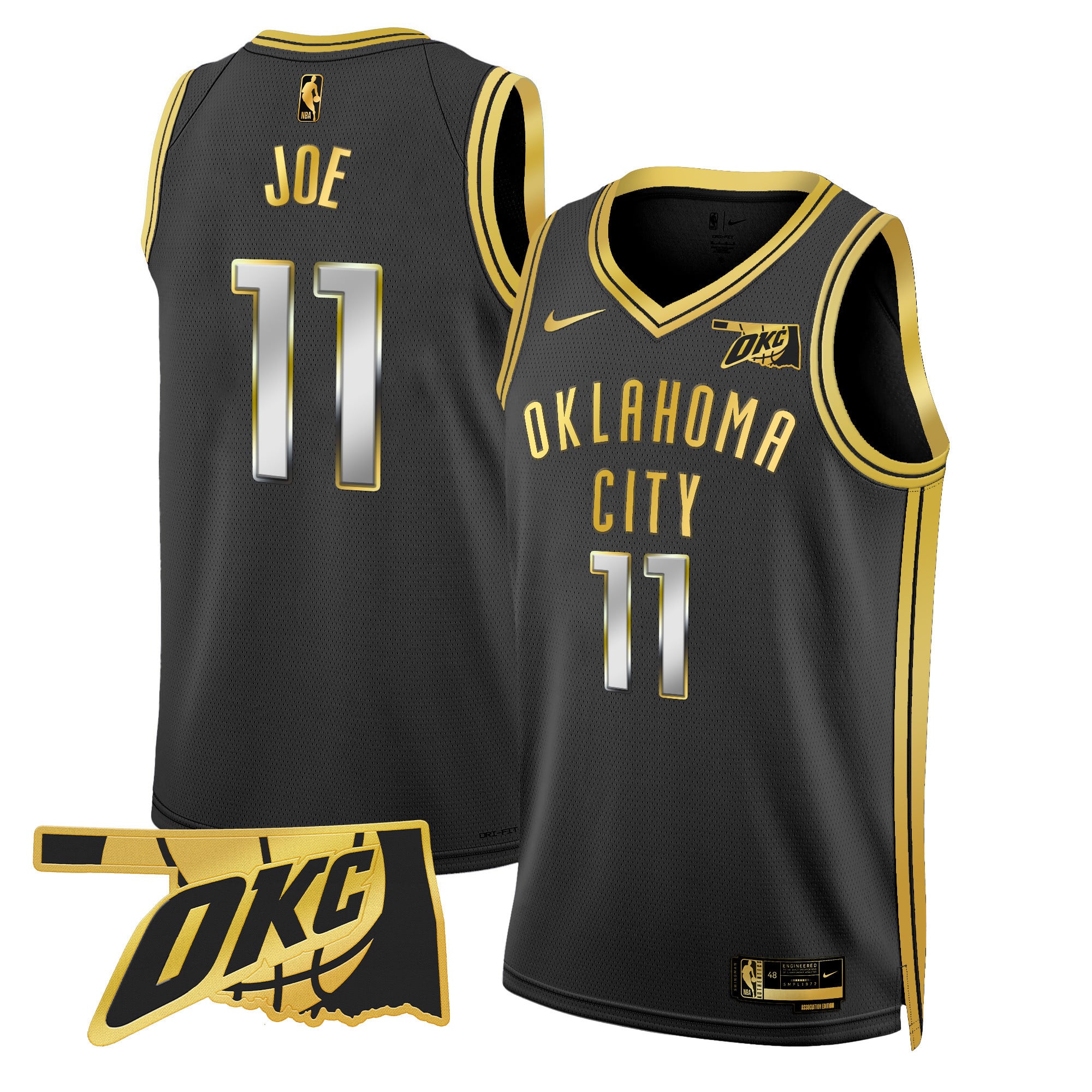 Men's Oklahoma City Thunder Swingman Jersey - Oklahoma Patch - All Stitched - Image 12