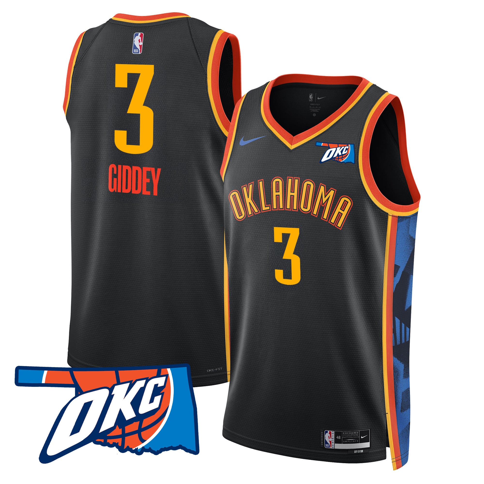 Men's Oklahoma City Thunder Swingman Jersey - Oklahoma Patch - All Stitched - Image 28