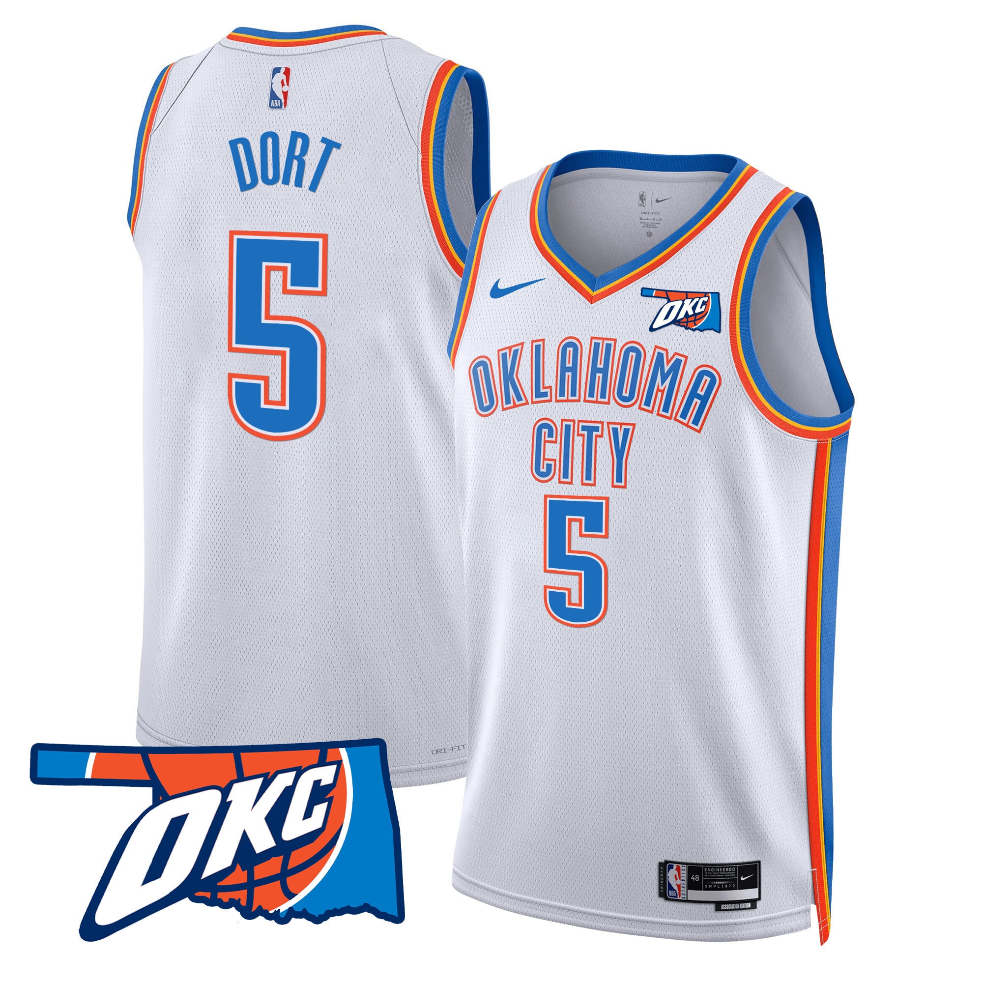 Men's Oklahoma City Thunder Swingman Jersey - Oklahoma Patch - All Stitched - Image 23