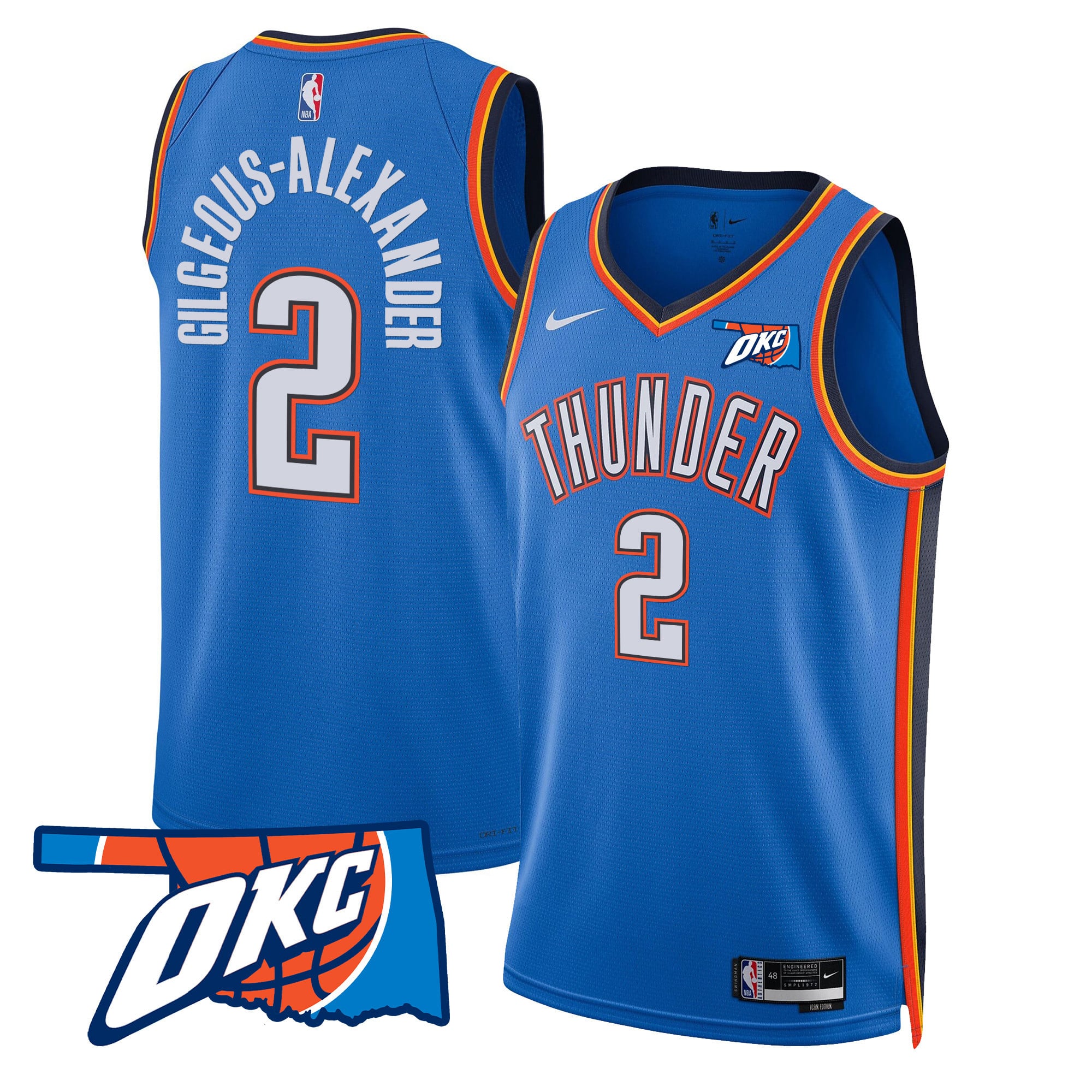 Men's Oklahoma City Thunder Swingman Jersey - Oklahoma Patch - All Stitched - Image 13