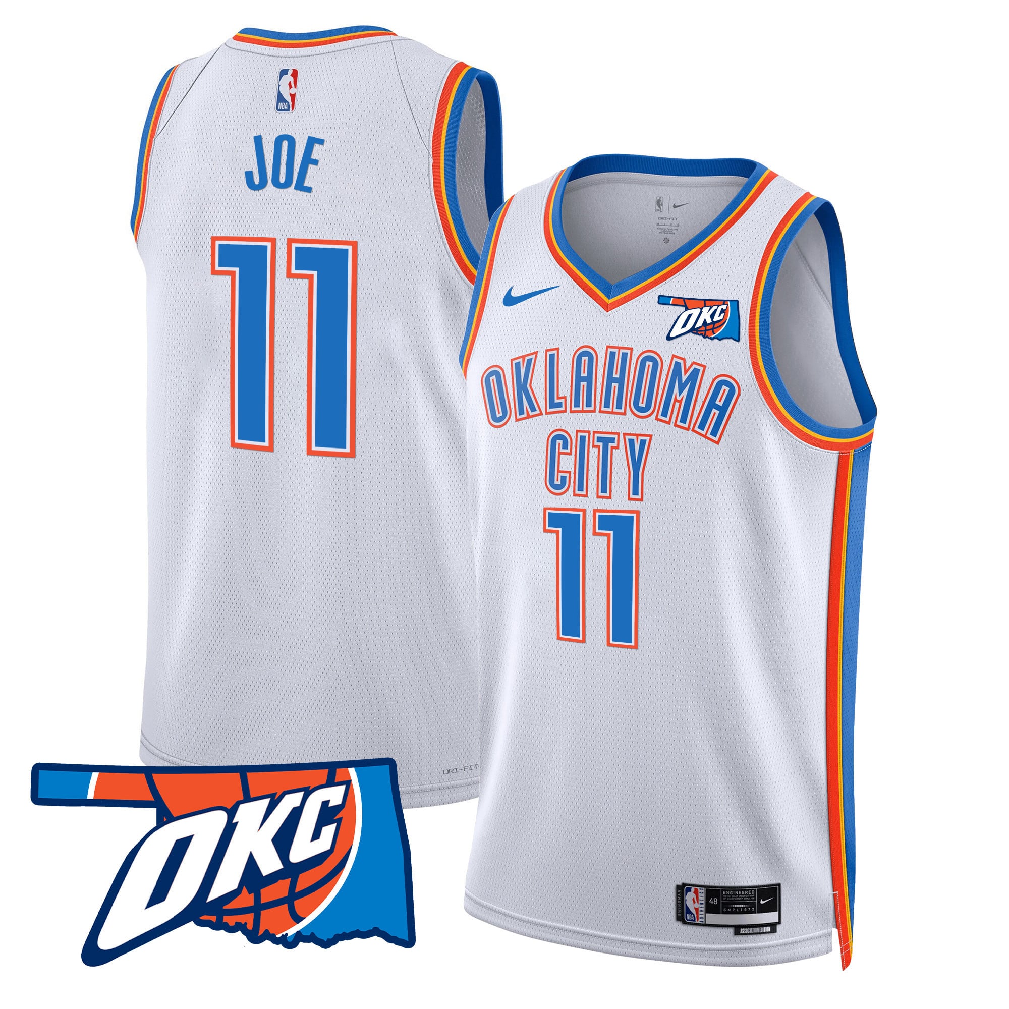 Men's Oklahoma City Thunder Swingman Jersey - Oklahoma Patch - All Stitched - Image 24
