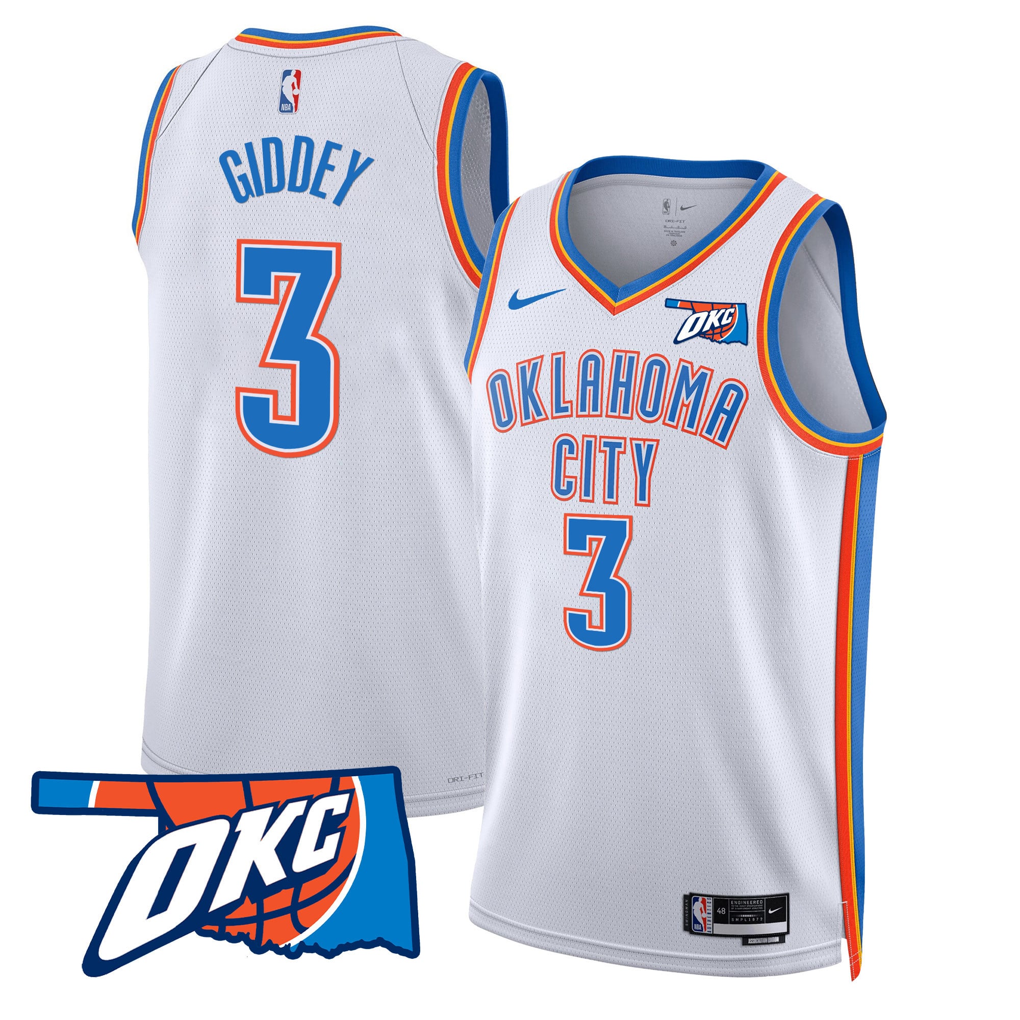 Men's Oklahoma City Thunder Swingman Jersey - Oklahoma Patch - All Stitched - Image 22