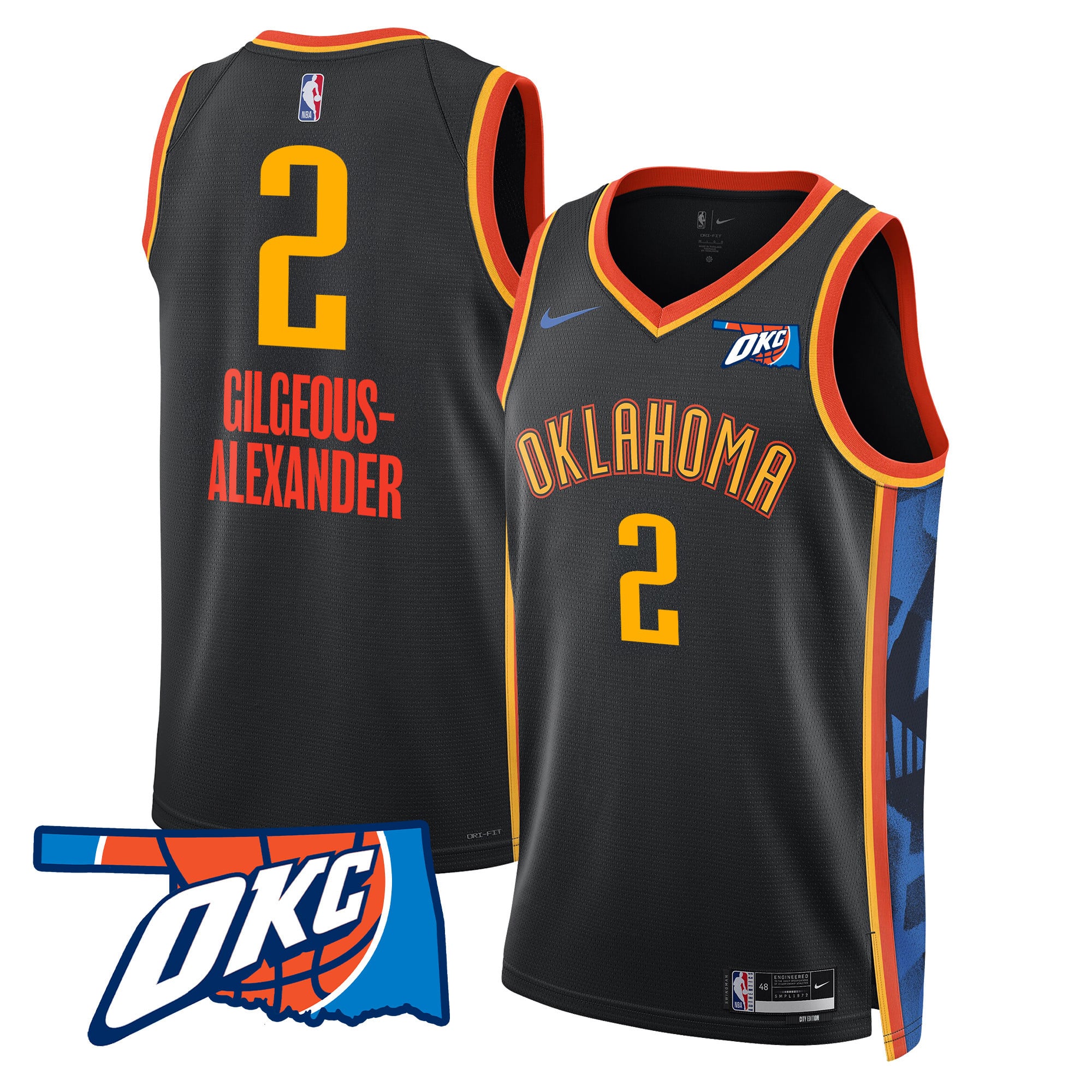 Men's Oklahoma City Thunder Swingman Jersey - Oklahoma Patch - All Stitched - Image 25