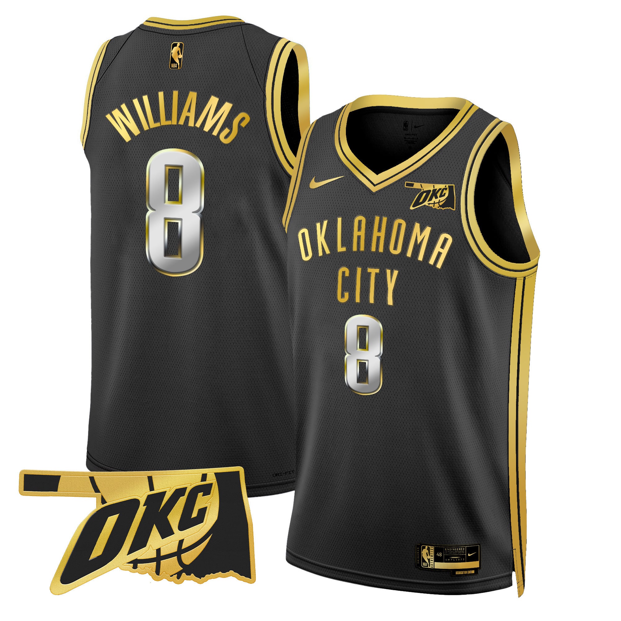 Men's Oklahoma City Thunder Swingman Jersey - Oklahoma Patch - All Stitched - Image 8
