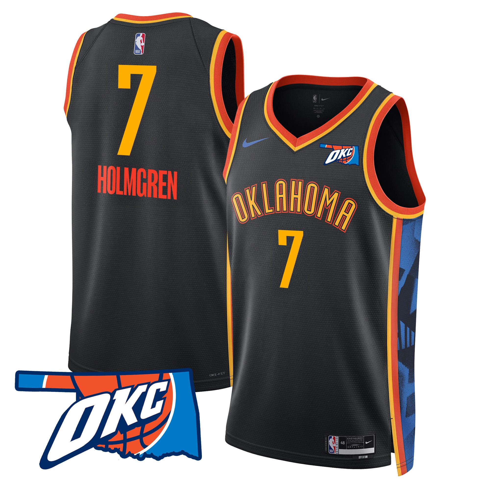 Men's Oklahoma City Thunder Swingman Jersey - Oklahoma Patch - All Stitched - Image 27