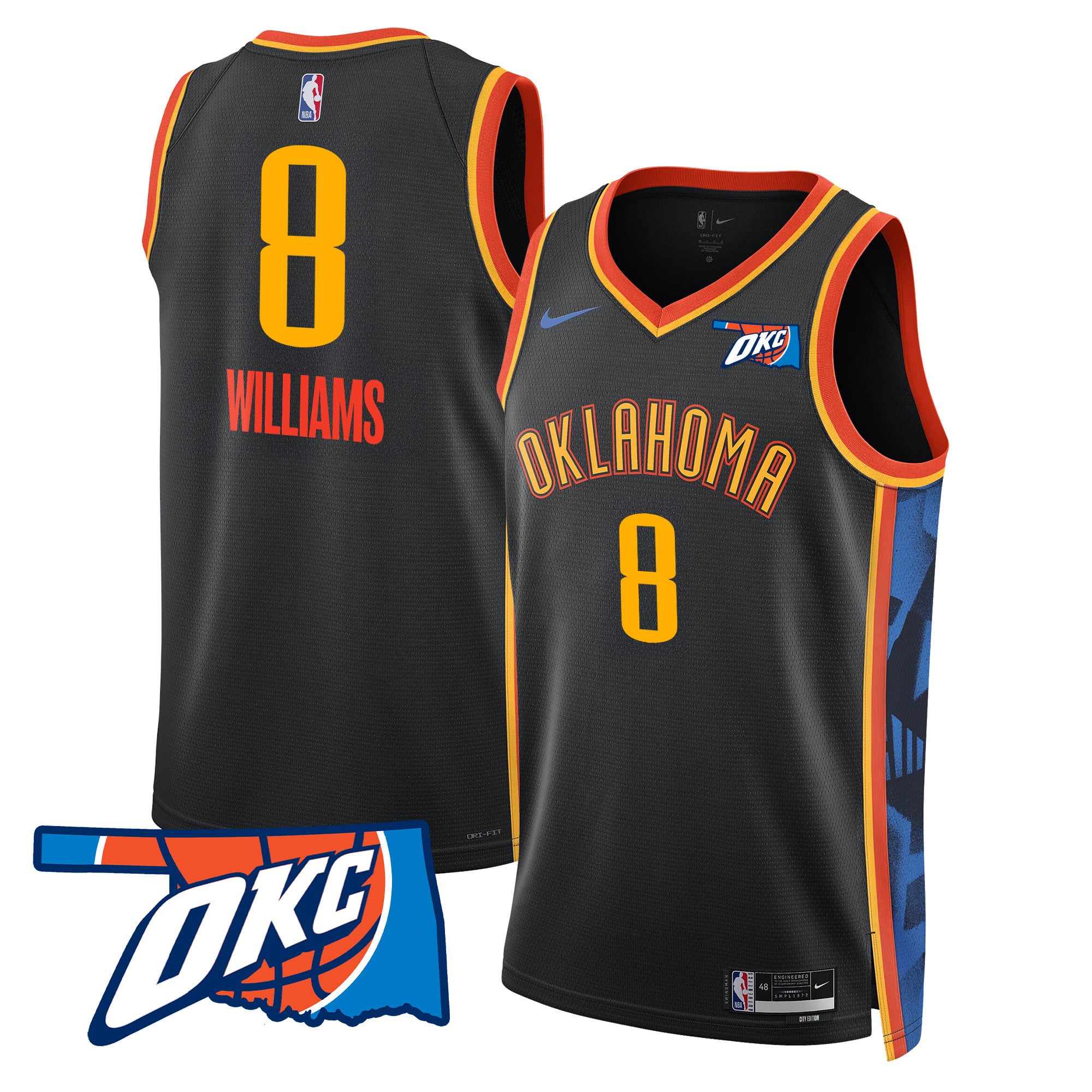 Men's Oklahoma City Thunder Swingman Jersey - Oklahoma Patch - All Stitched - Image 26