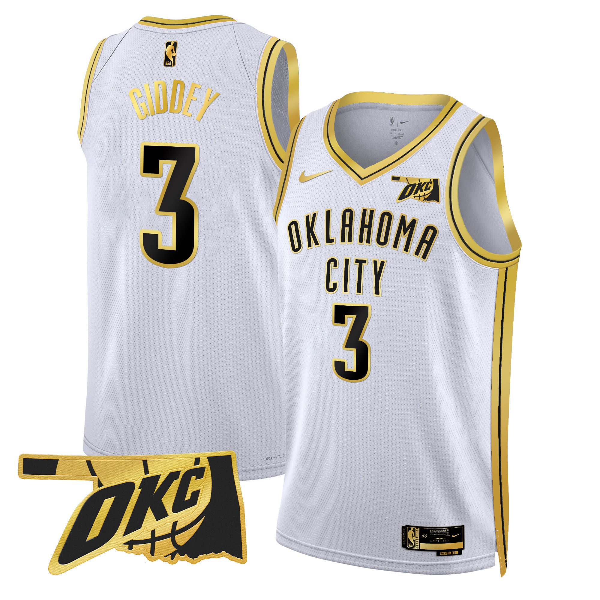 Men's Oklahoma City Thunder Swingman Jersey - Oklahoma Patch - All Stitched - Image 4