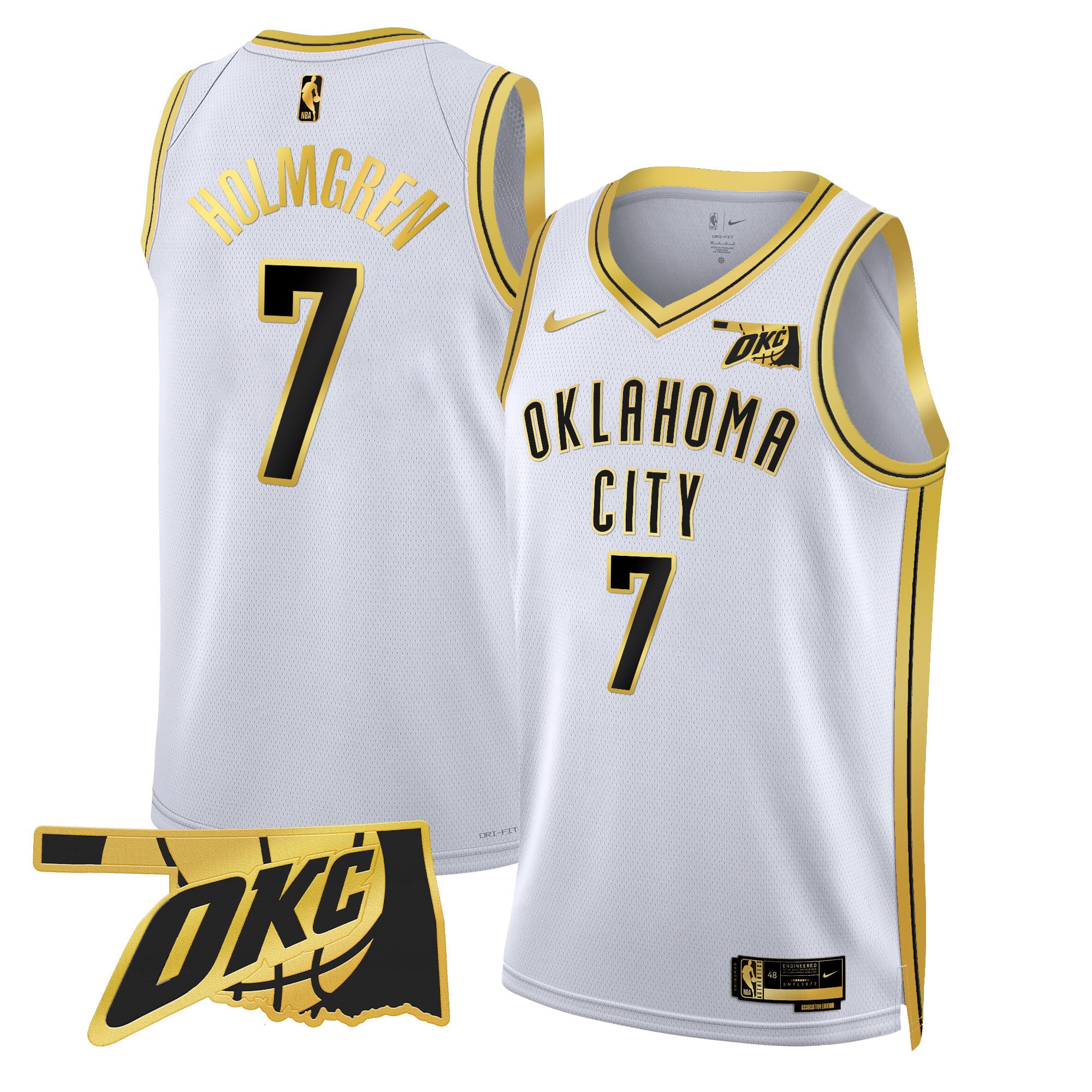Men's Oklahoma City Thunder Swingman Jersey - Oklahoma Patch - All Stitched - Image 3