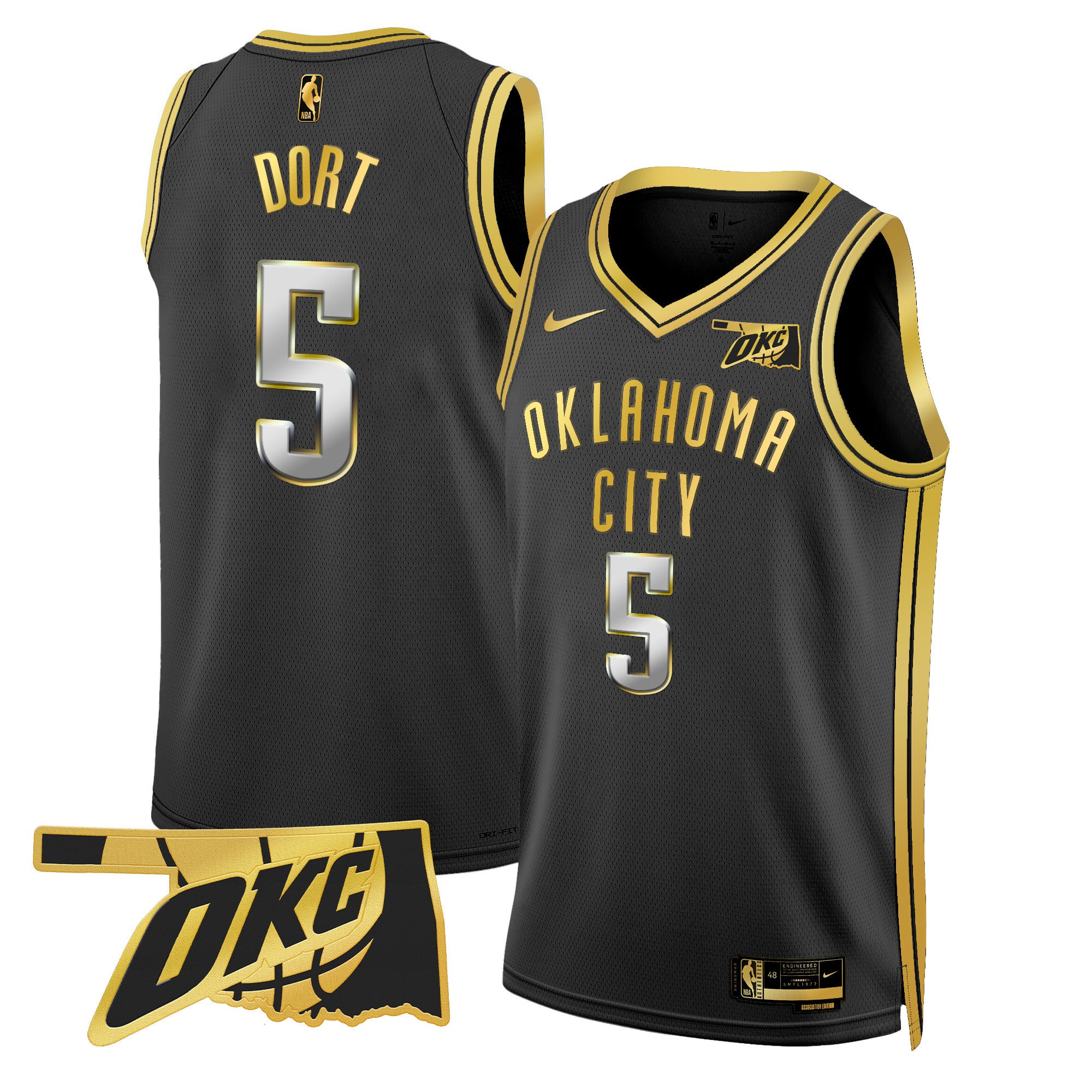 Men's Oklahoma City Thunder Swingman Jersey - Oklahoma Patch - All Stitched - Image 11
