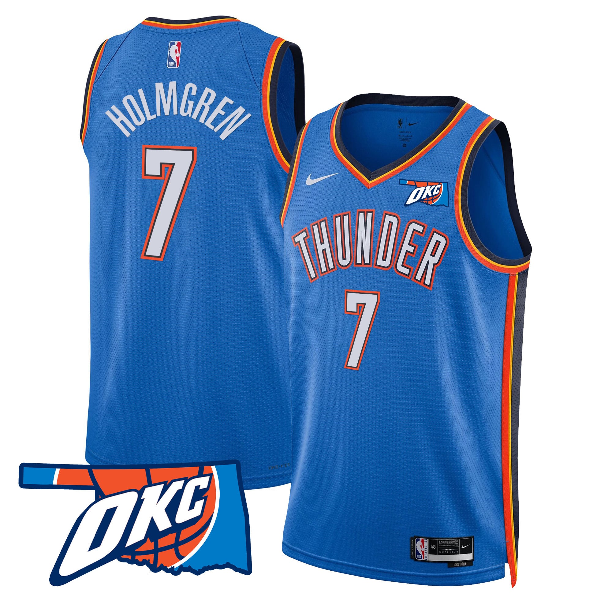 Men's Oklahoma City Thunder Swingman Jersey - Oklahoma Patch - All Stitched - Image 15