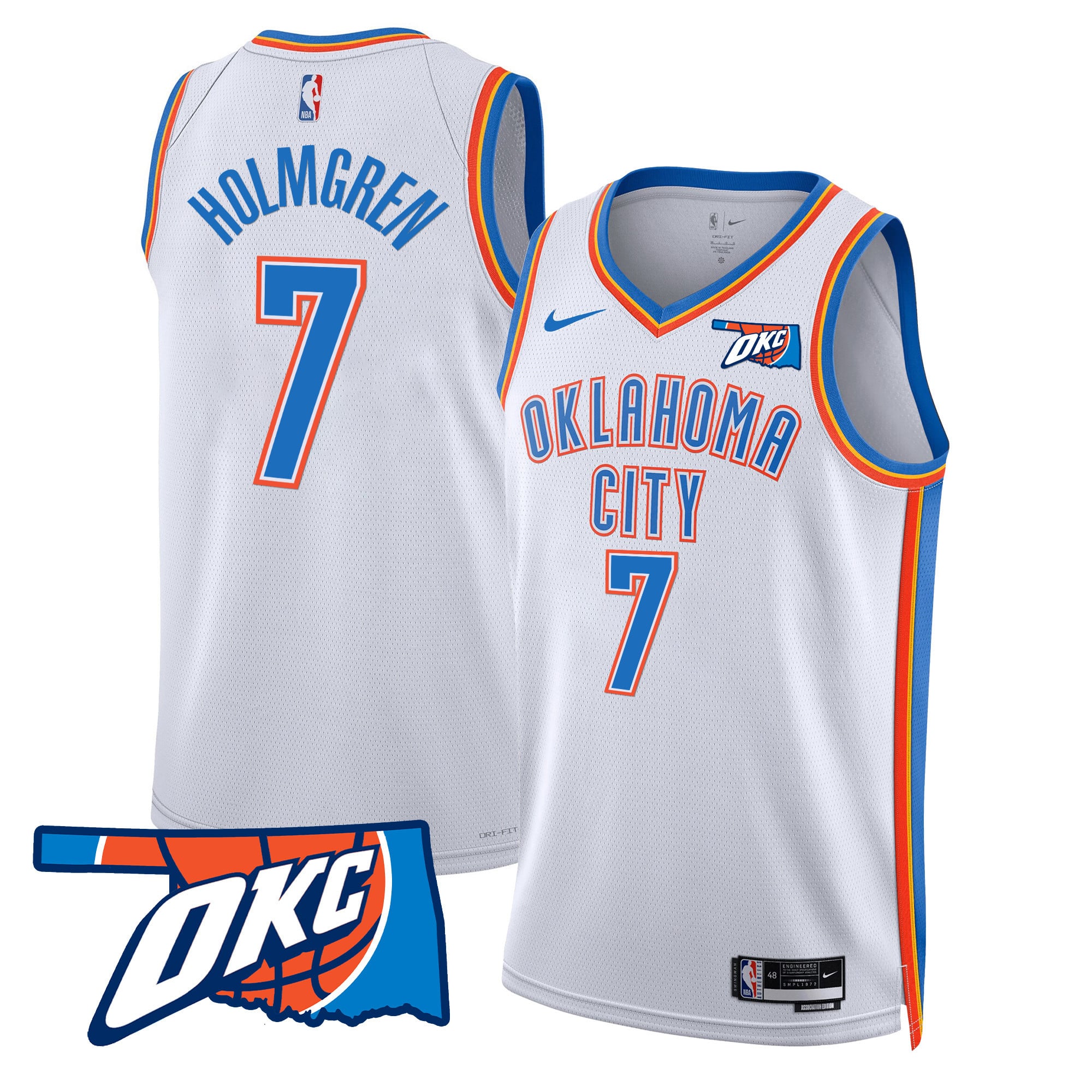 Men's Oklahoma City Thunder Swingman Jersey - Oklahoma Patch - All Stitched - Image 21