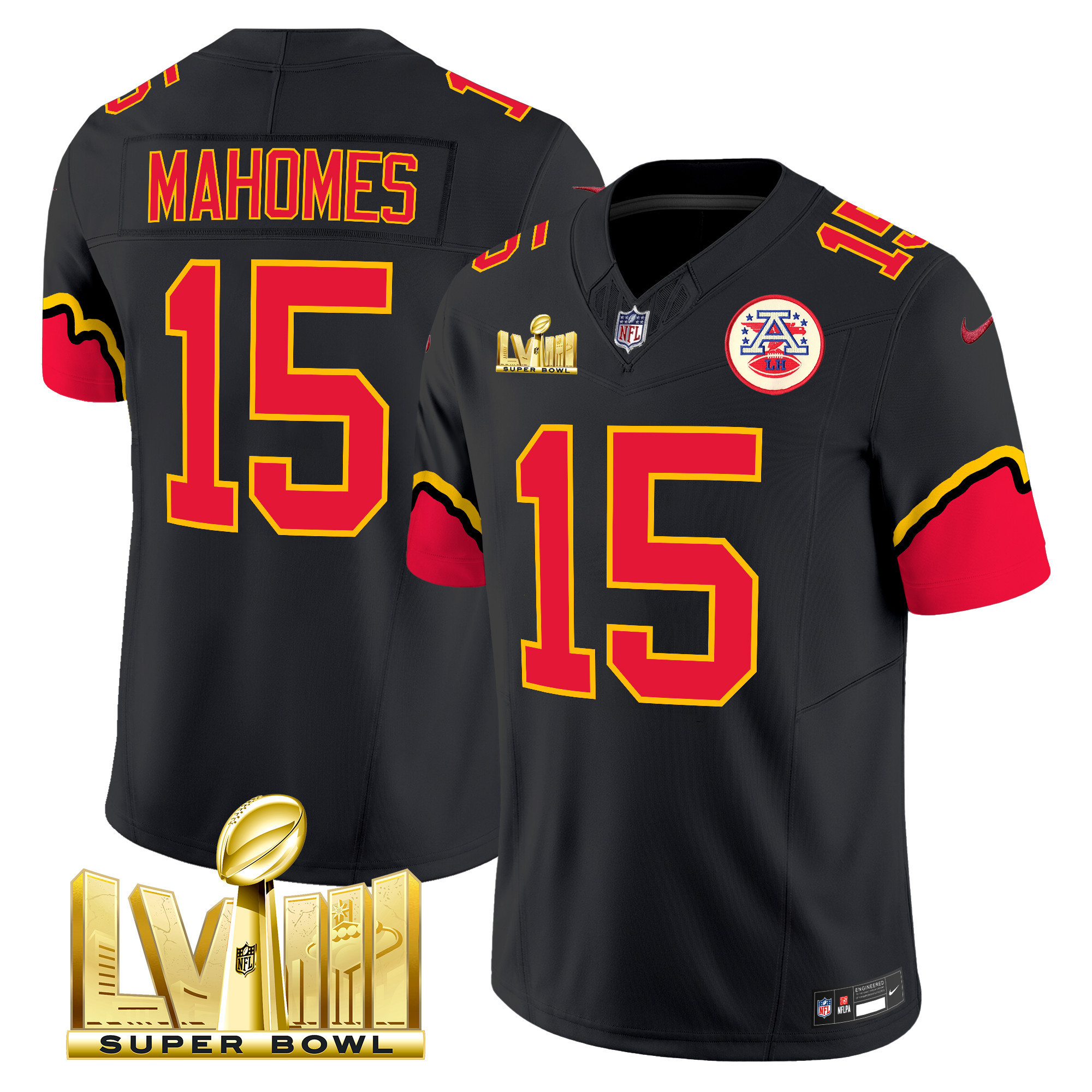 Men's Patrick Mahomes Kansas City Chiefs Super Bowl LVIII Vapor Limited Black Special Jersey - All Stitched