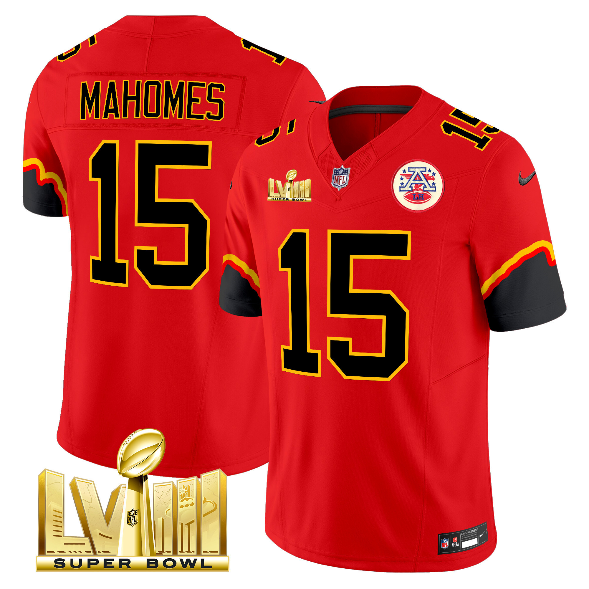 Men's Patrick Mahomes Kansas City Chiefs Super Bowl LVIII Vapor Limited Red Jersey - All Stitched