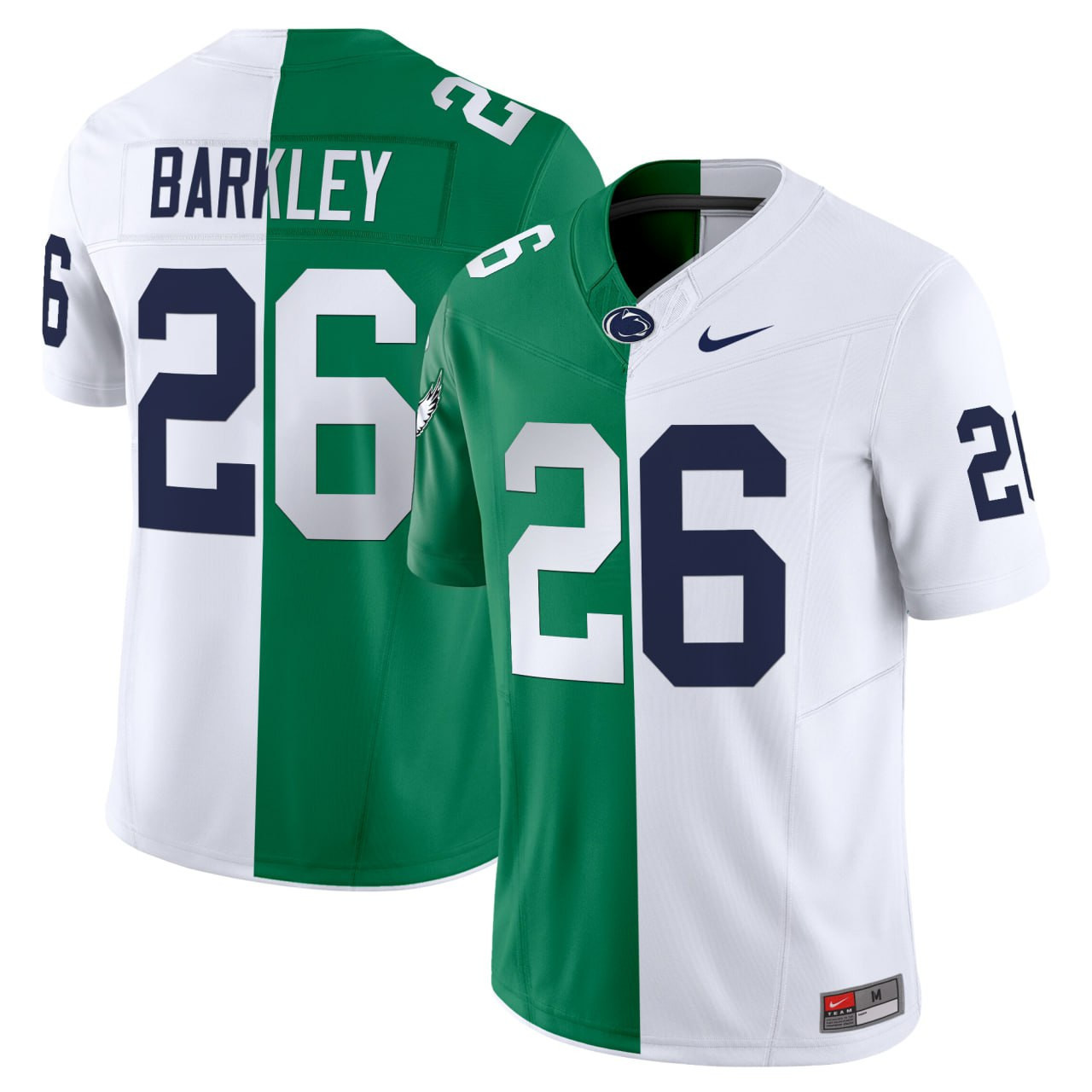 Men's Penn State Nittany Lions And Philadelphia Eagles Split Vapor Limited Saquon Barkley (White) Jersey - All Stitched