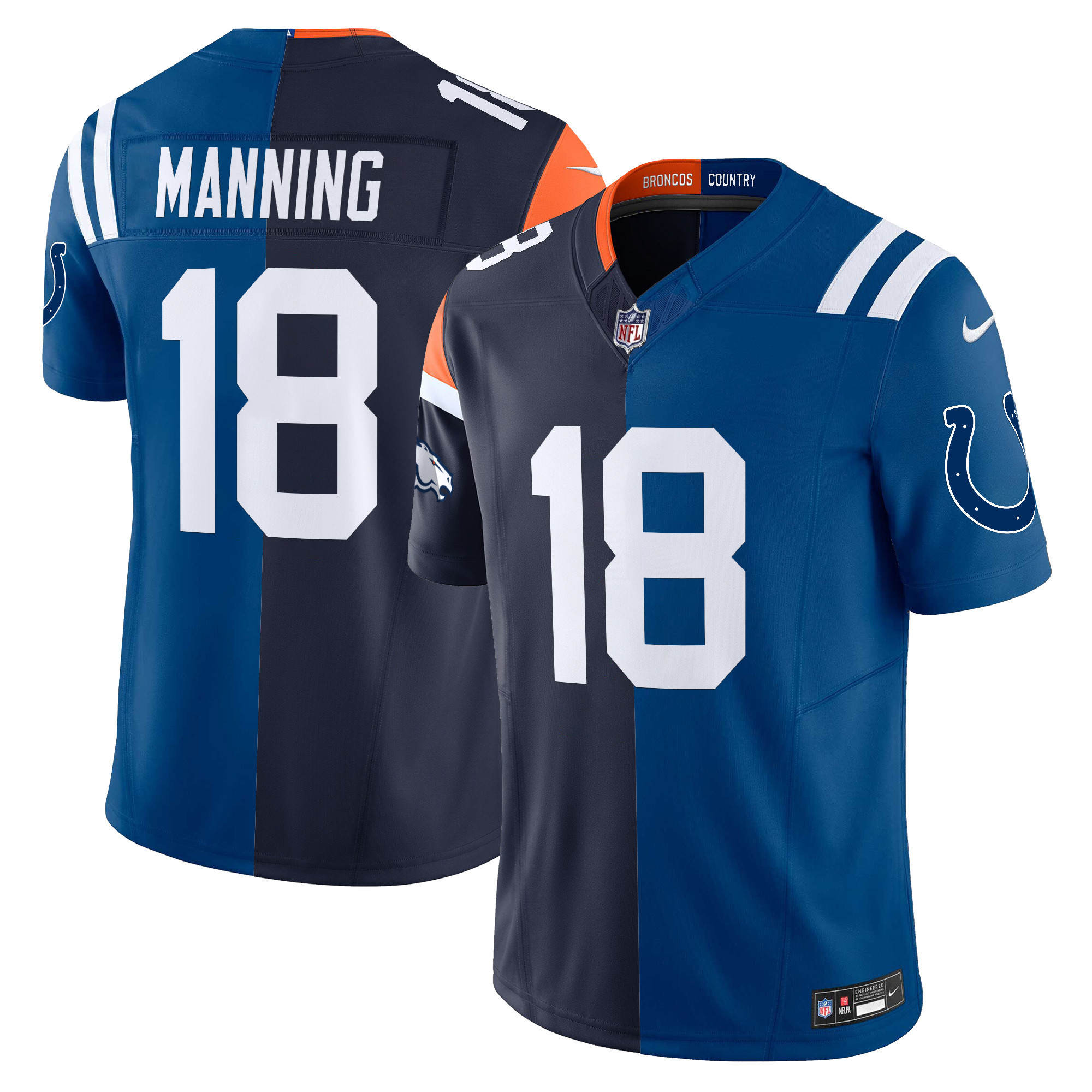 Men's Peyton Manning Indianapolis Colts Split Vapor Limited Colts - Broncos Jersey - All Stitched